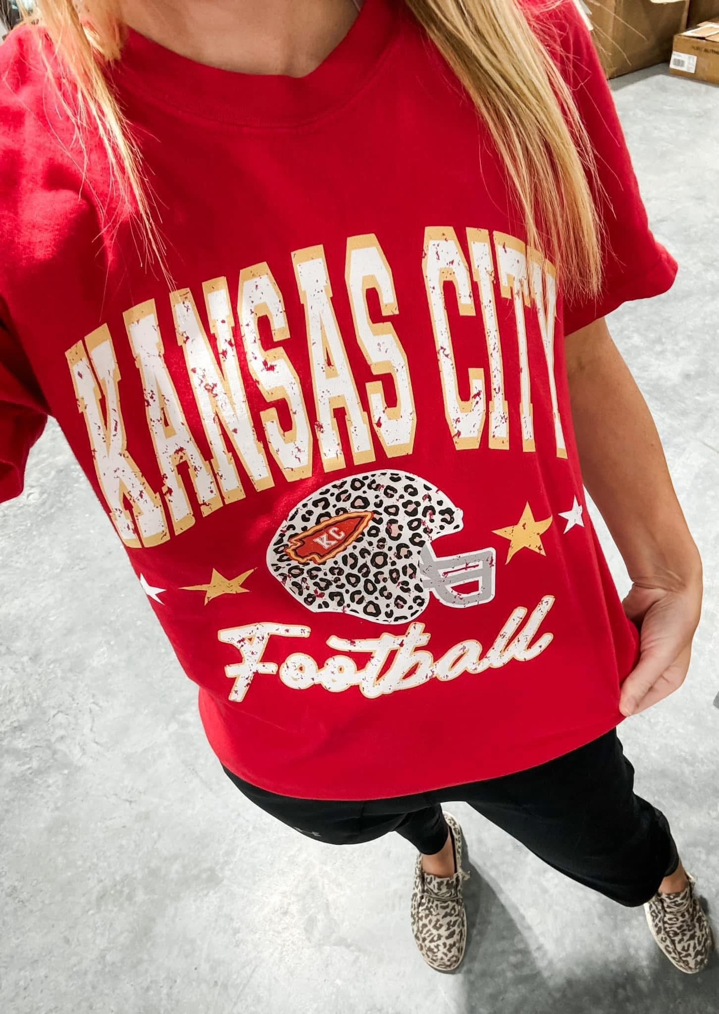 **DEAL OF THE DAY** Kansas City Football Stars & Helmet Red Tee