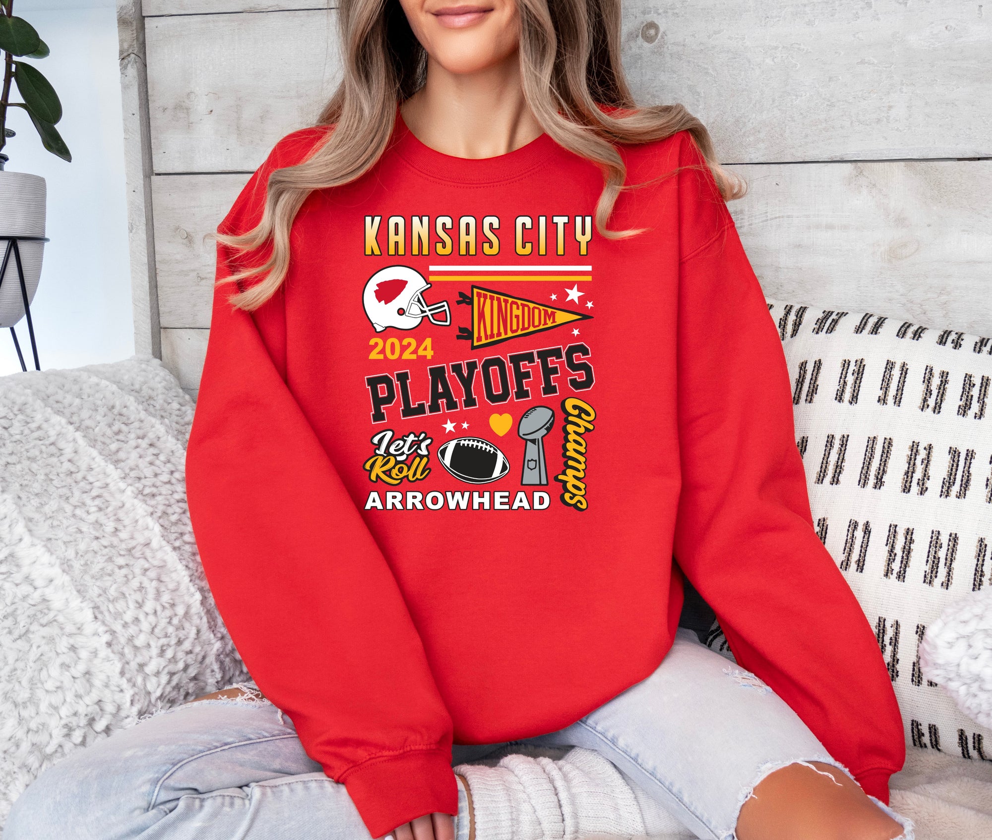 Gold Kingdom Playoffs Lets Roll Red Sweatshirt