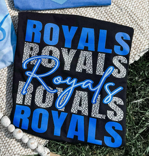 Royals Blue & Leopard Repeat Black Tee