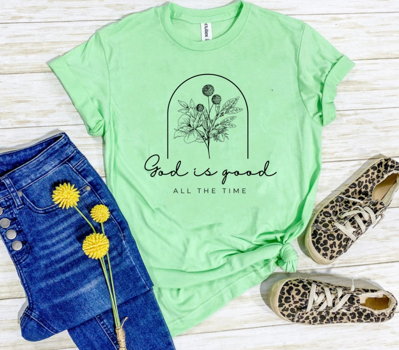 Black God Is Good All The Time Mint Tee