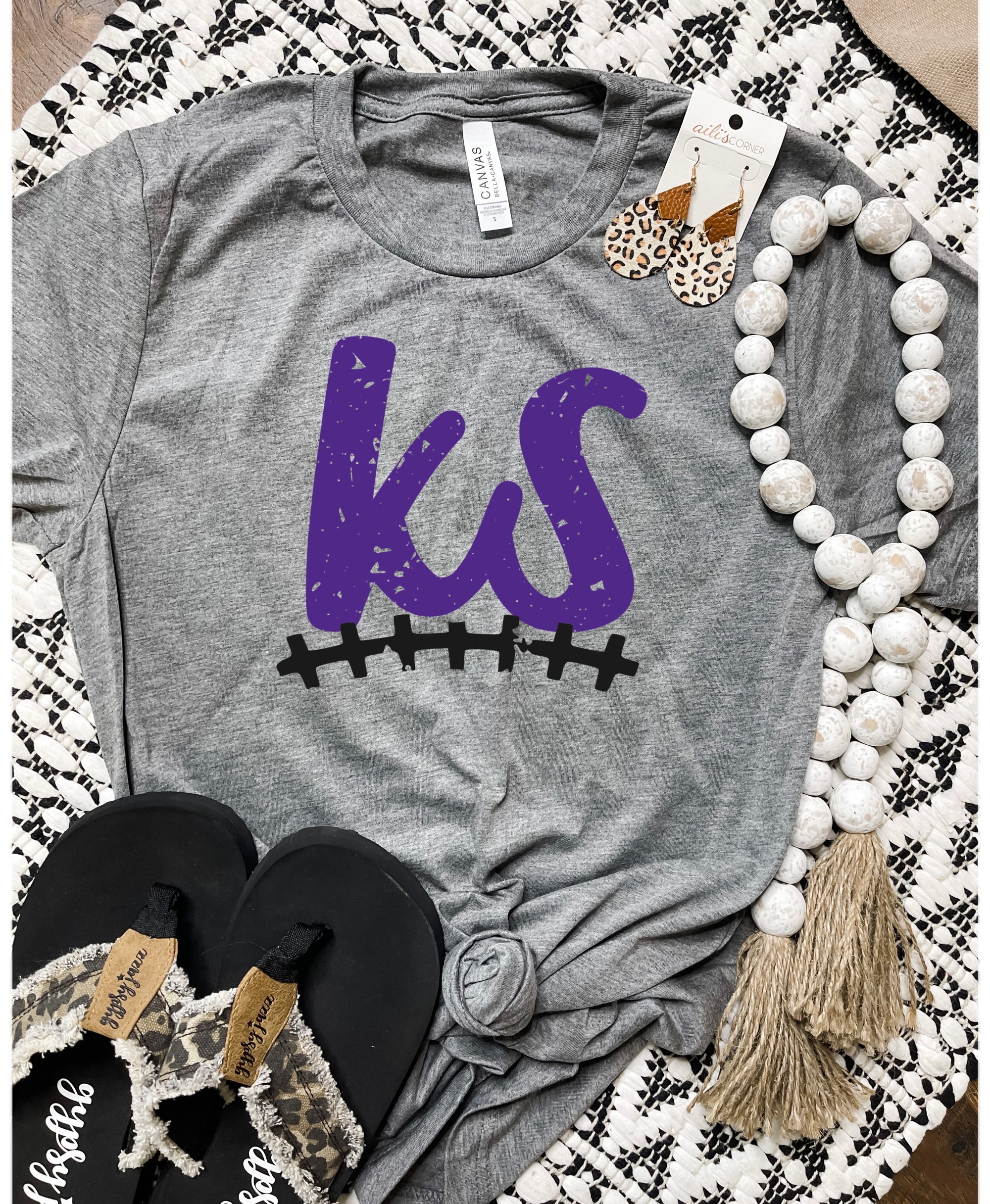 KS Football Stitching Charcoal Tee