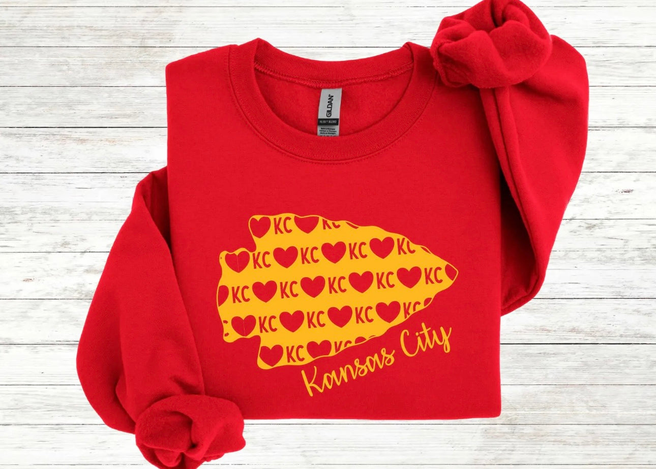 Gold Hearts With KC Red Sweatshirt