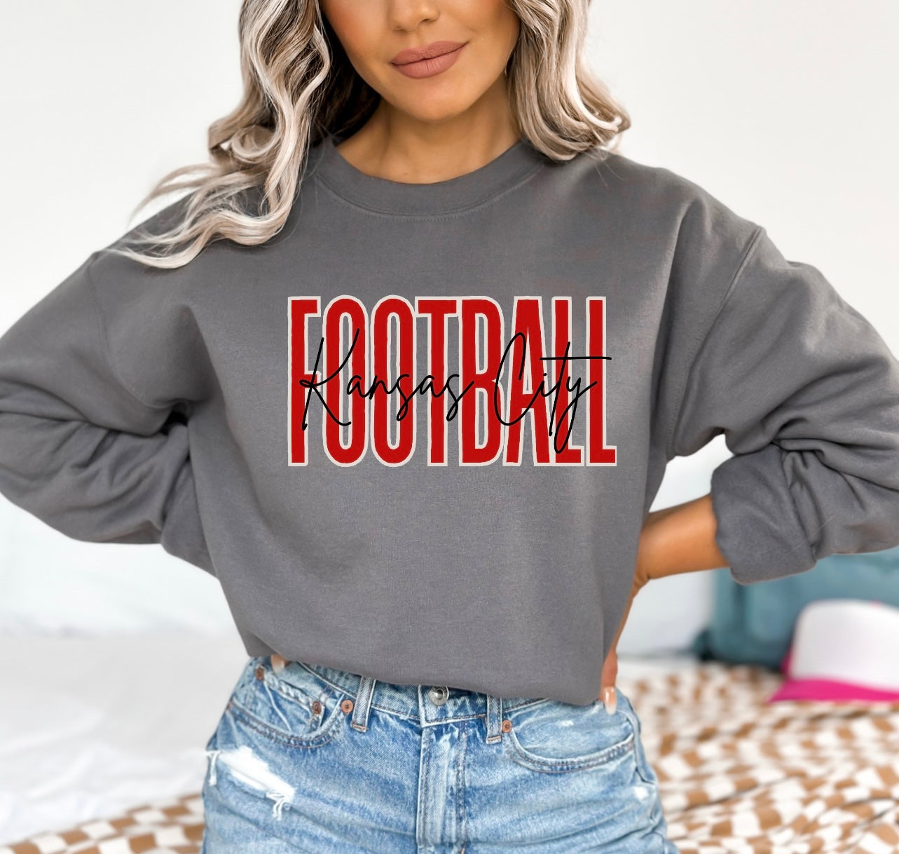 Tall Kansas City Football Charcoal Sweatshirt