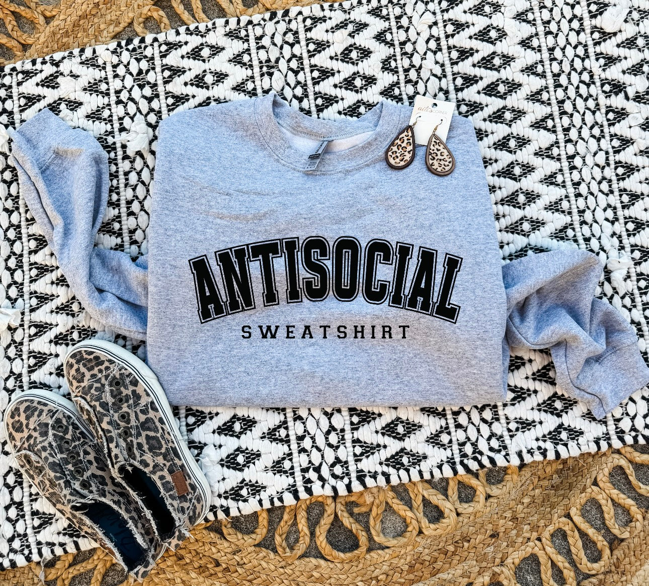 Black Antisocial Sports Grey Sweatshirt