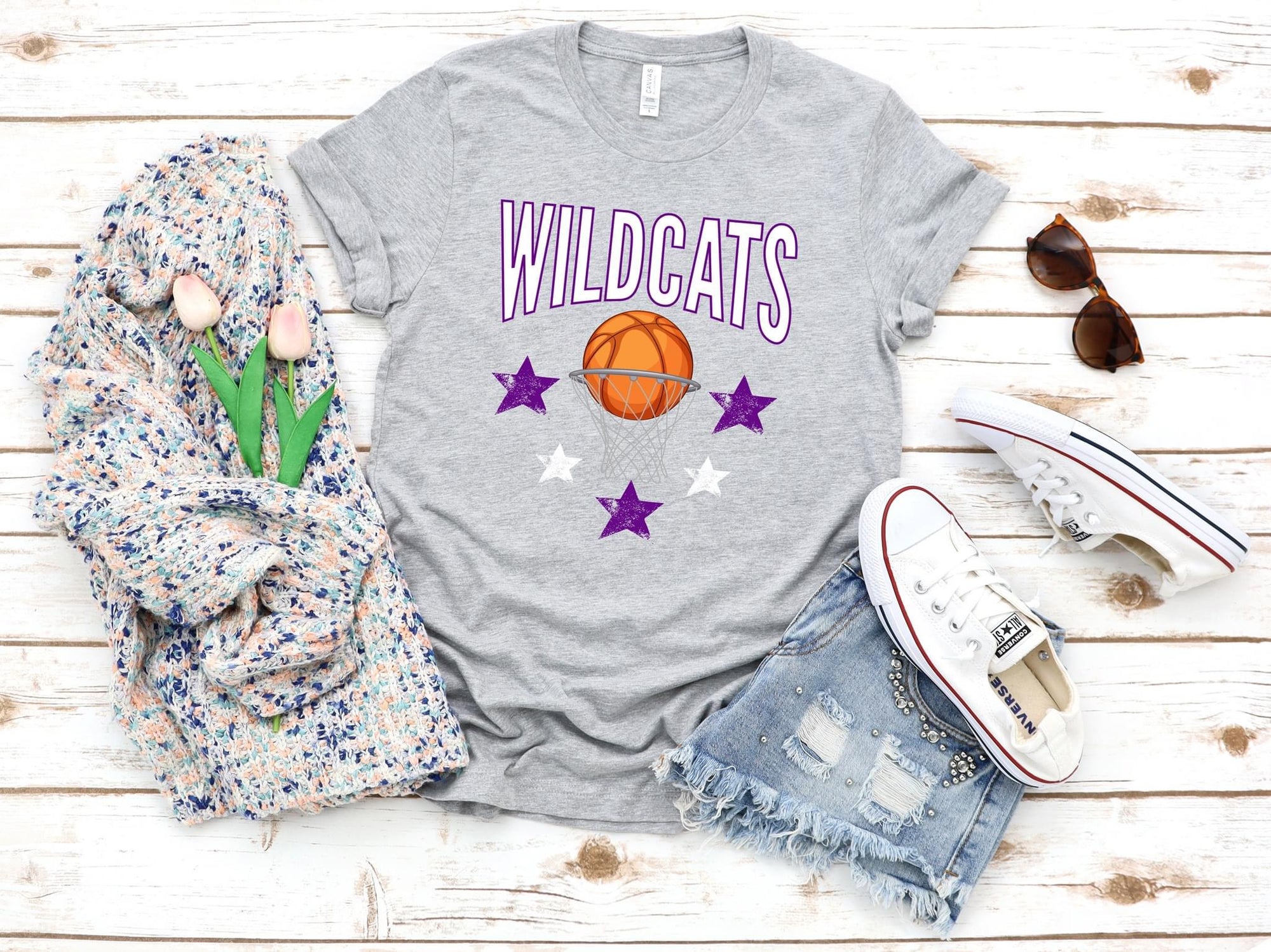 Wildcats Stars Heather Grey Tee