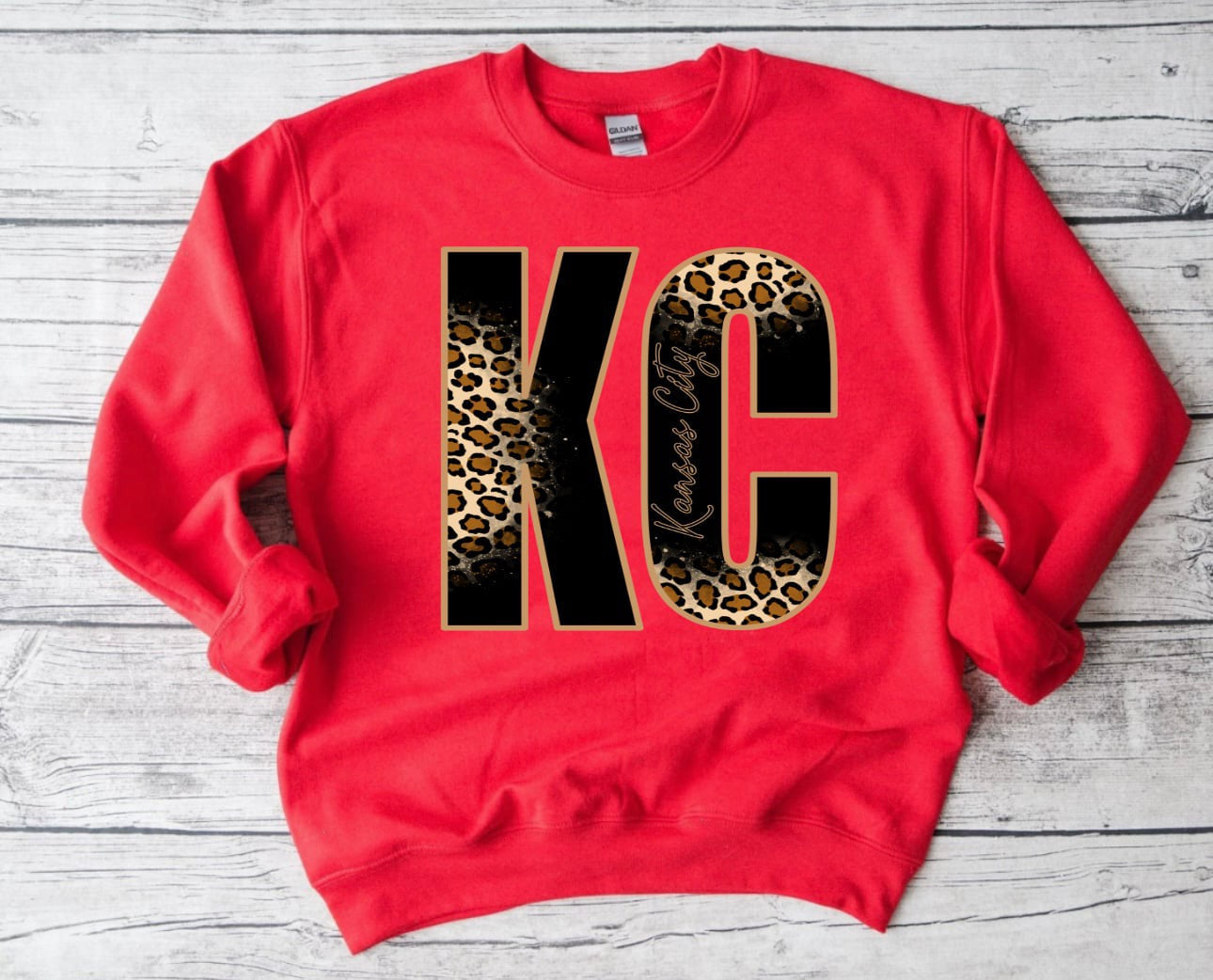 **DEAL OF THE DAY** Kansas City Natural Leopard KC Red Sweatshirt