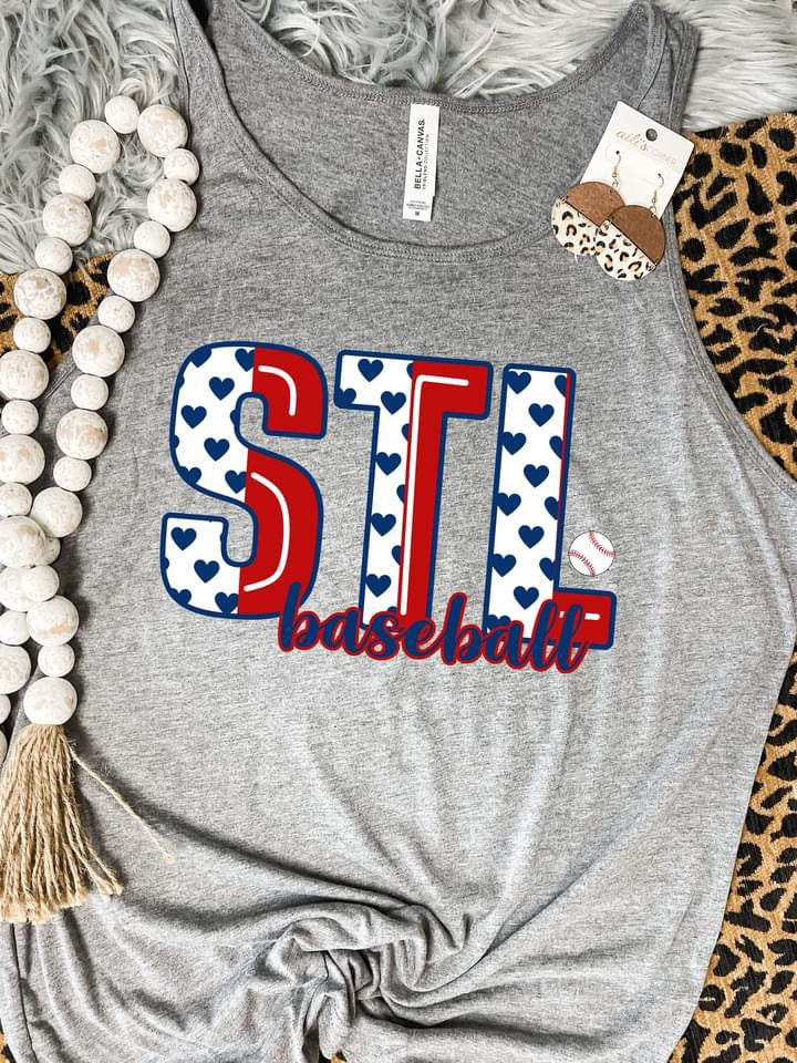 STL Hearts Baseball Charcoal Tank Top