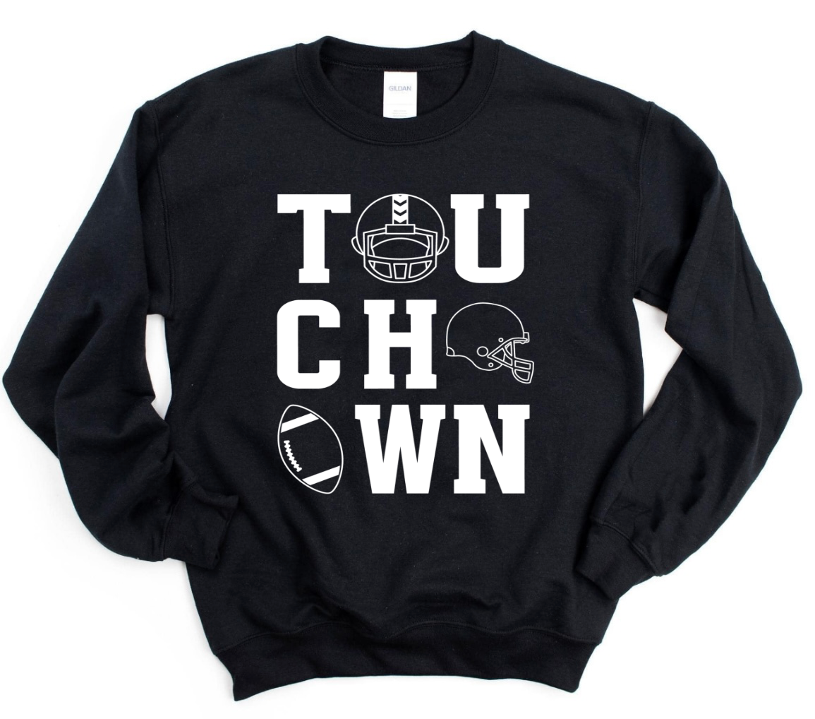 White Touchdown Helmet Football Black Sweatshirt