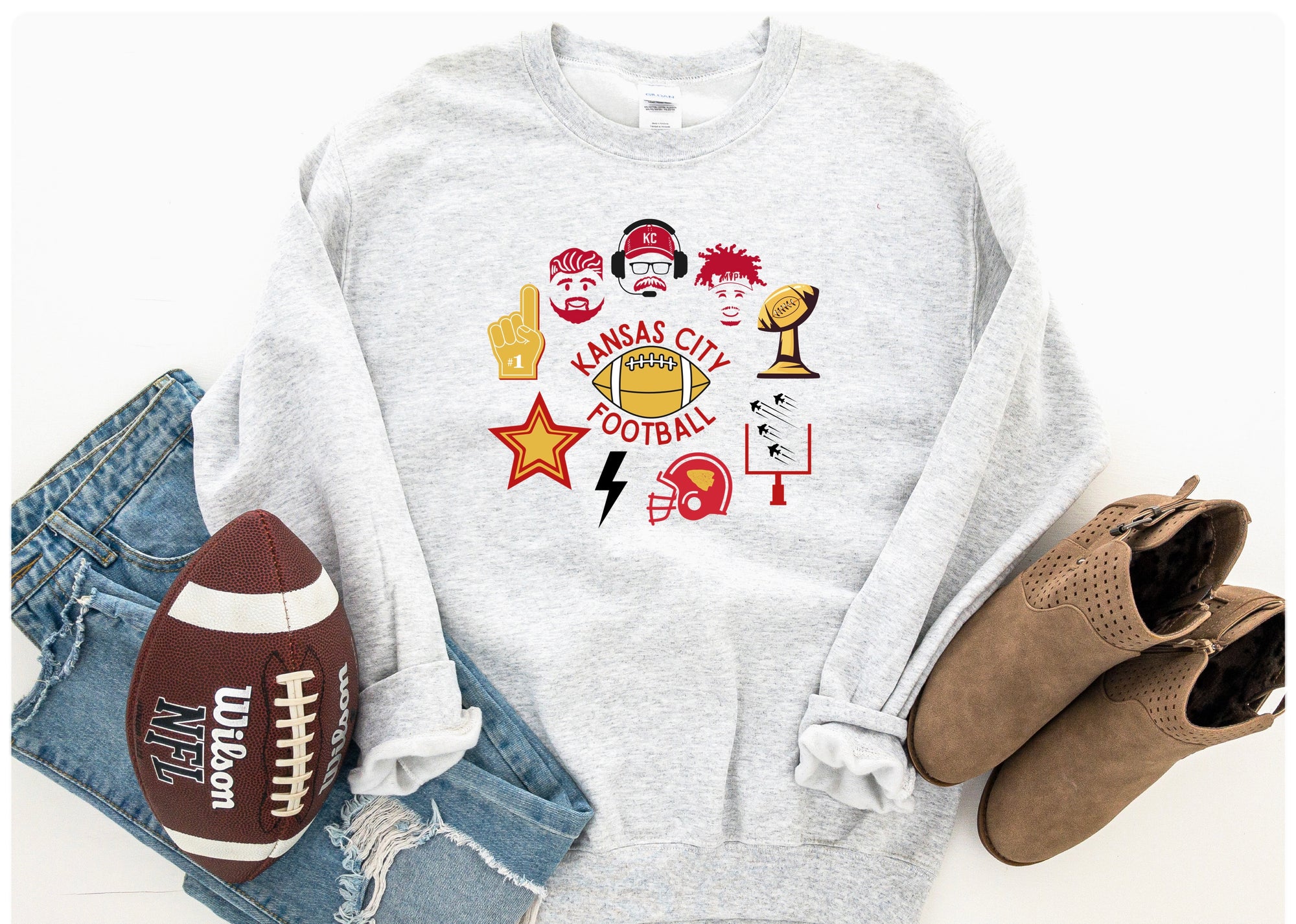 **KC Football Emoji Ash Sweatshirt