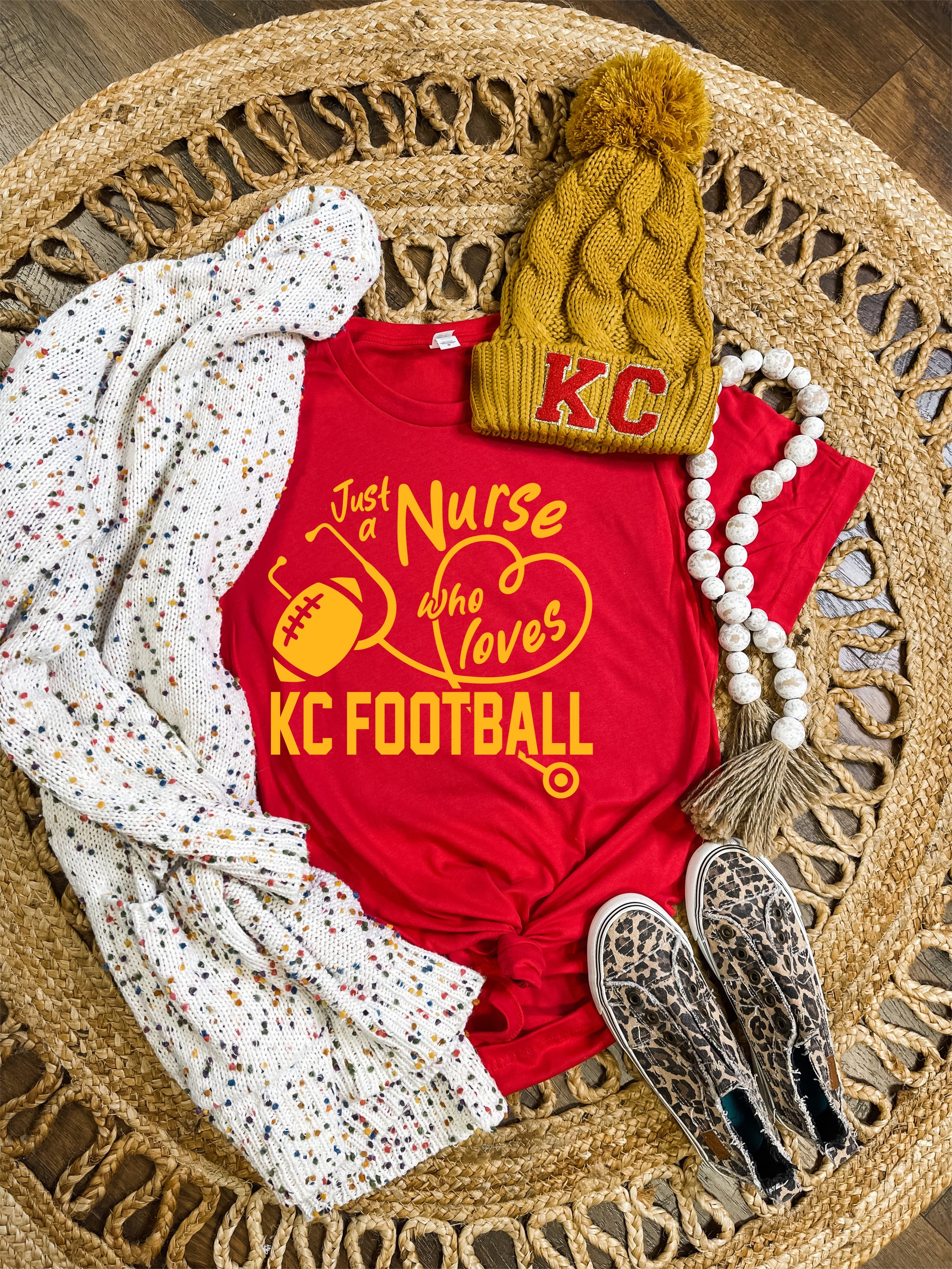 Just A Nurse Who Loves KC Football Red Red Tee