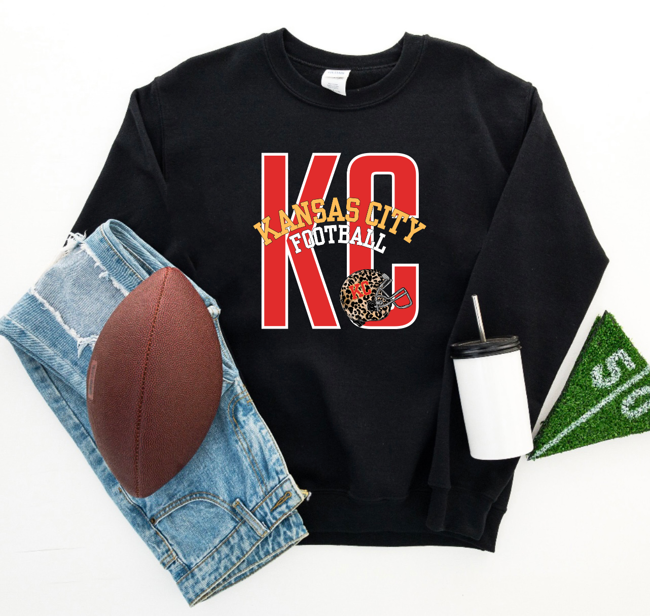 Arched Kansas City Football KC Black Sweatshirt