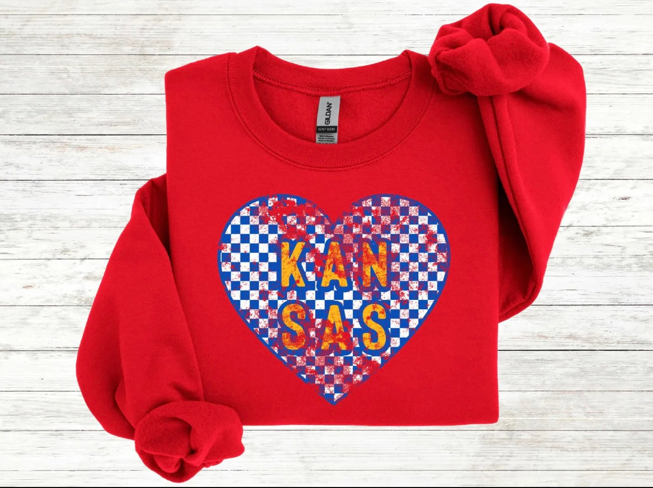 Blue Checkered Kansas Heart Red Option