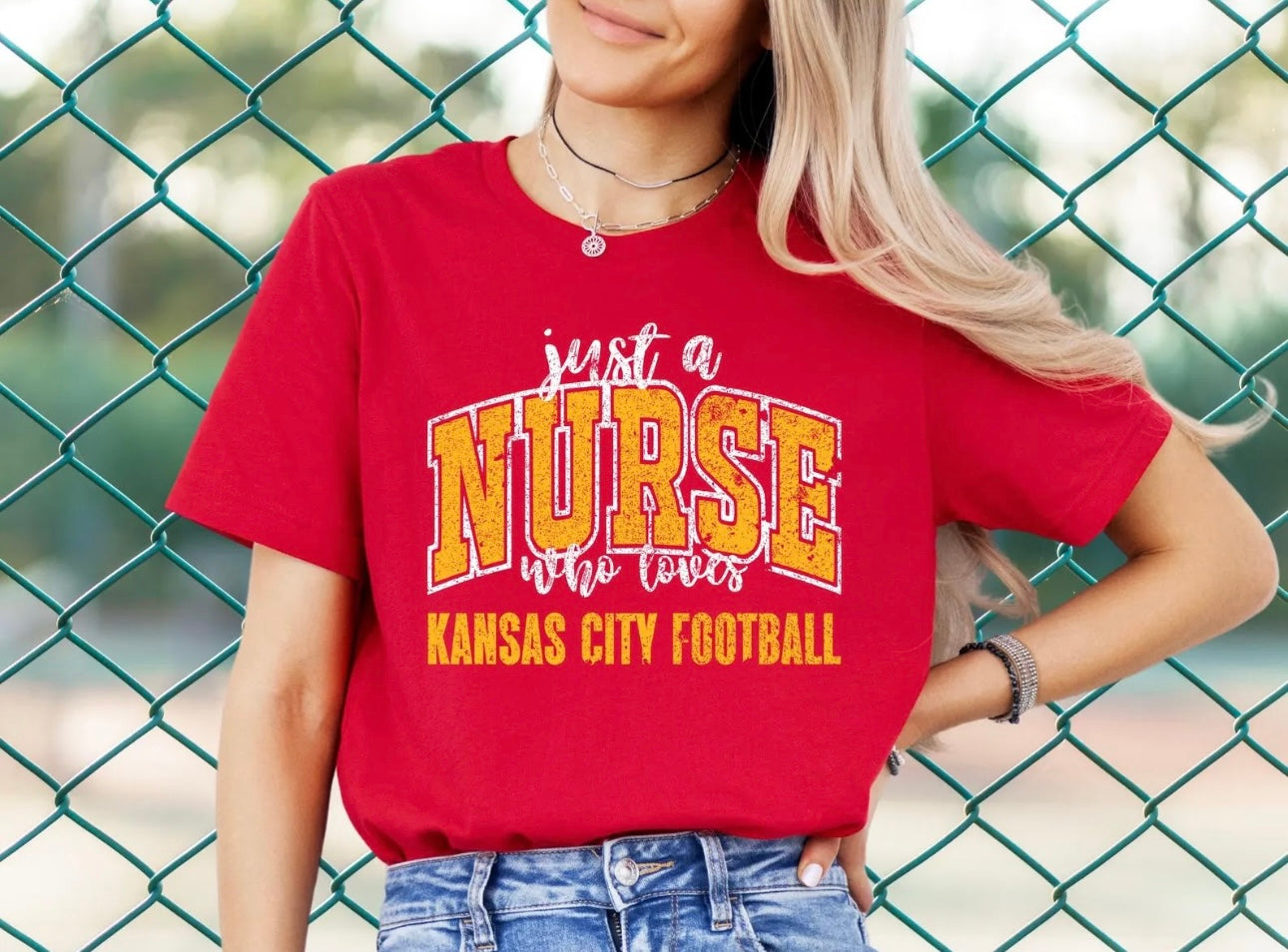 Script Nurse Who Loves Kansas City Football Red Tee