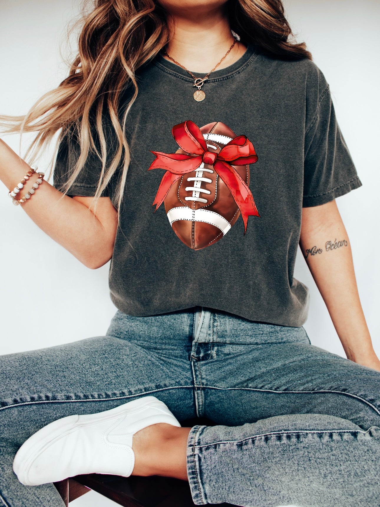 Ribbon Wrapped Football Pepper Tee