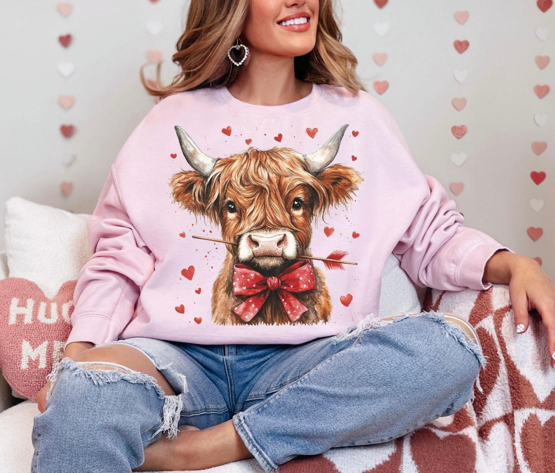 Valentines Cow Light Pink Sweatshirt