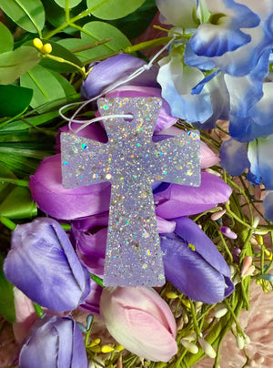 Purple Glitter Cross Car Freshie