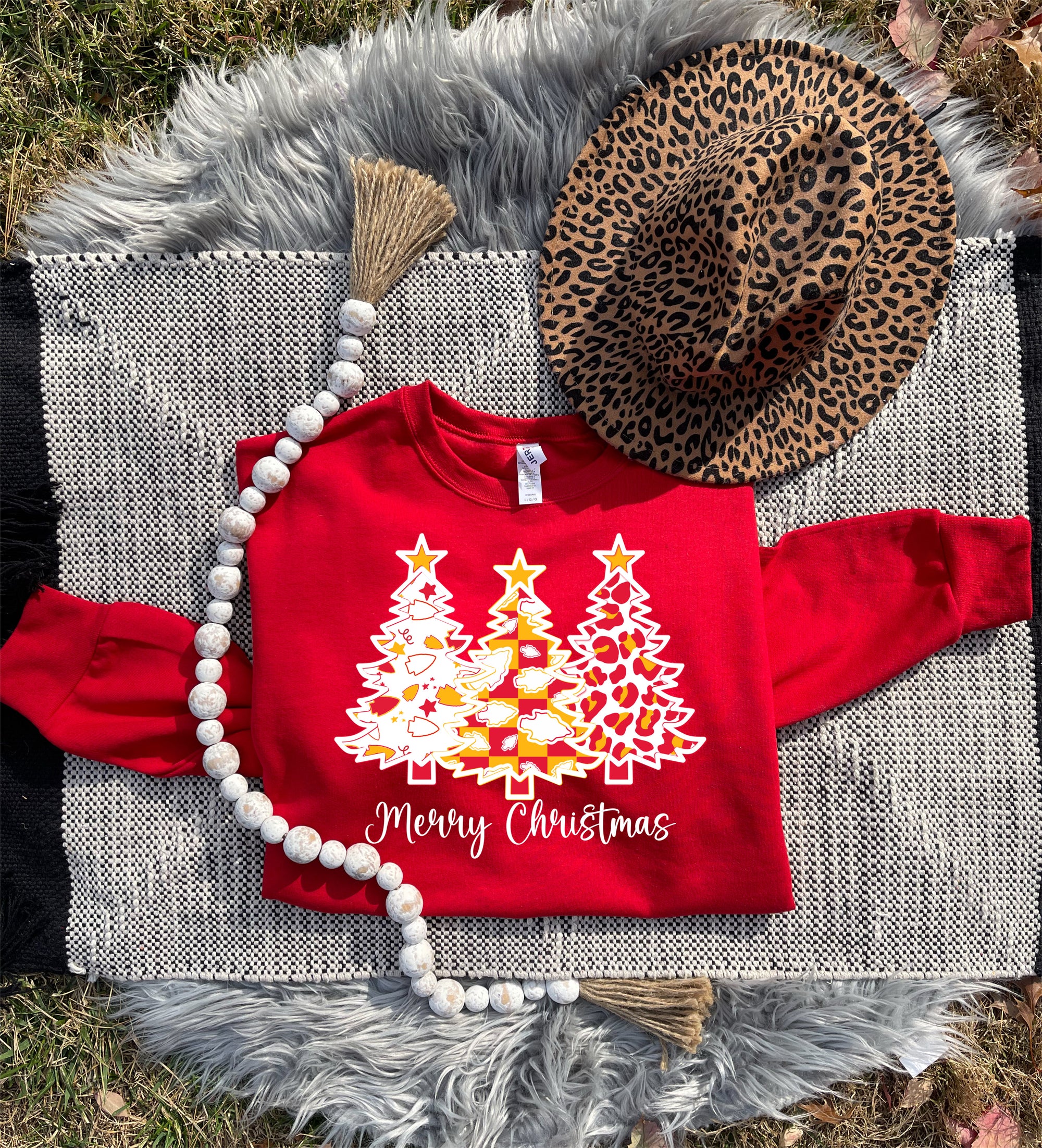 **HALFTIME DEAL** Merry Christmas Triple KC Tree Red Sweatshirt