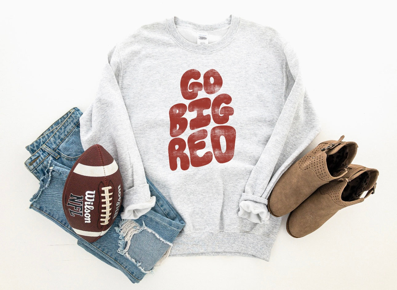 Distressed Go Big Red Ash Sweatshirt