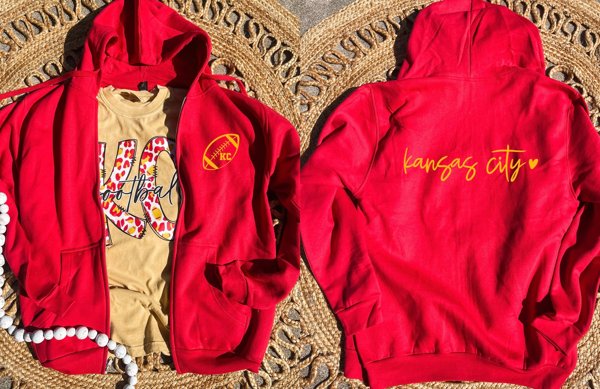 FRONT + BACK KC Football Kansas City Red Jacket