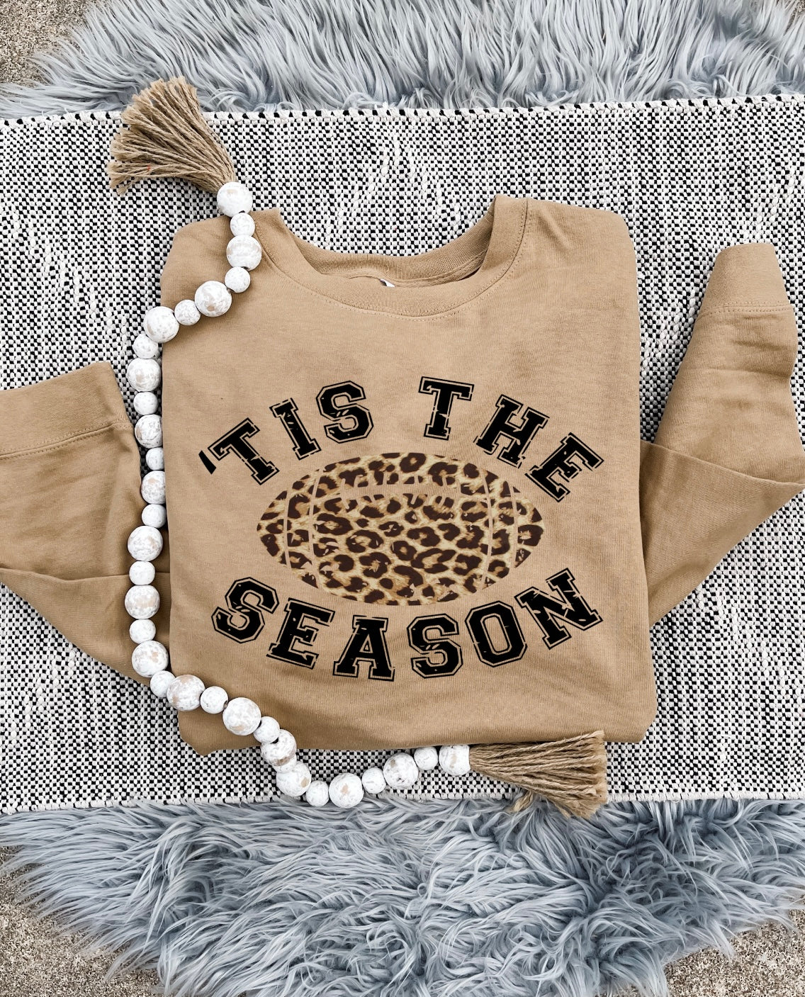 Tis The Season Leopard Football Sand Independent Sweatshirt