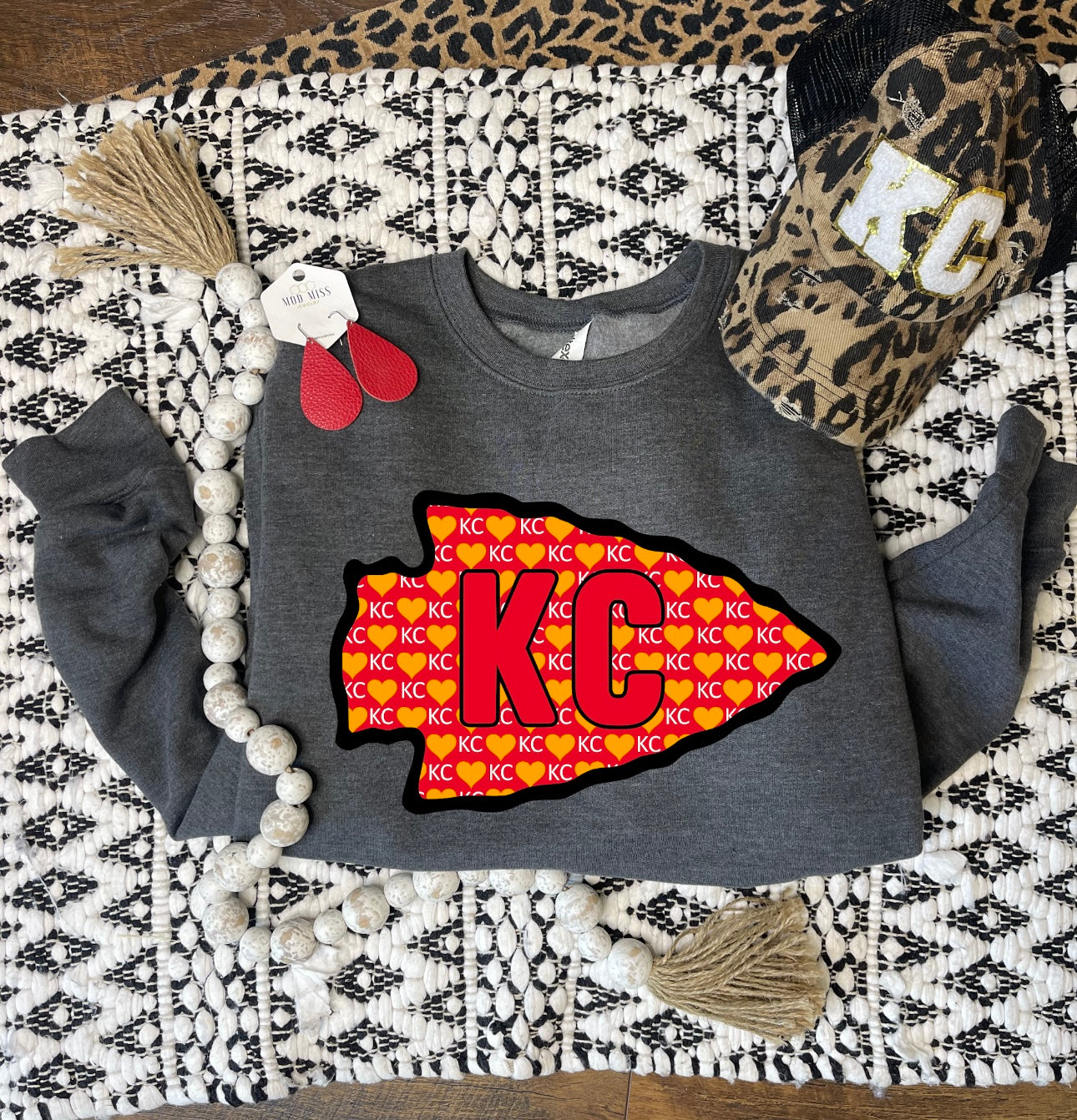 KC Hearts Arrowhead Dark Heather Sweatshirt