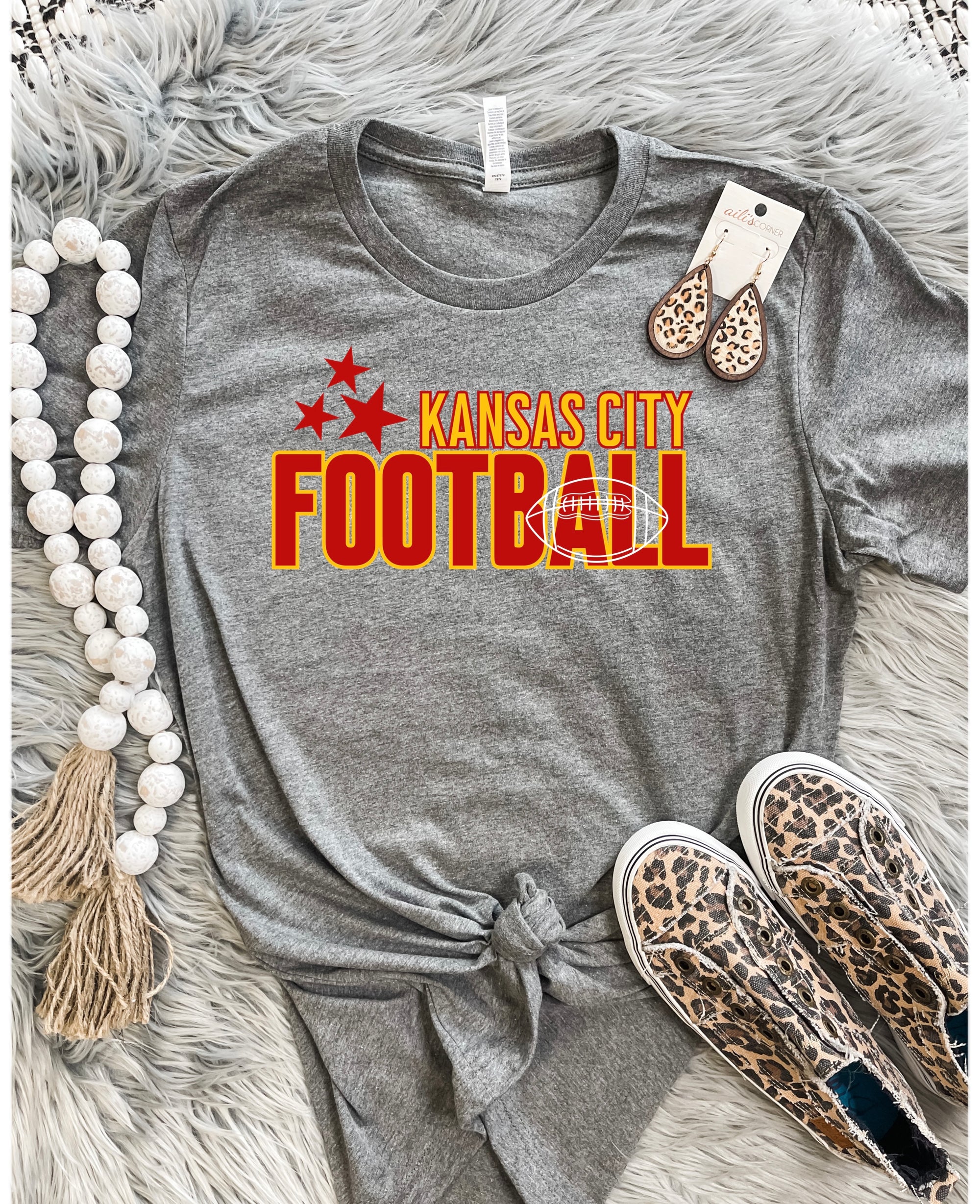 3 Red Star Kansas City Football Charcoal Tee