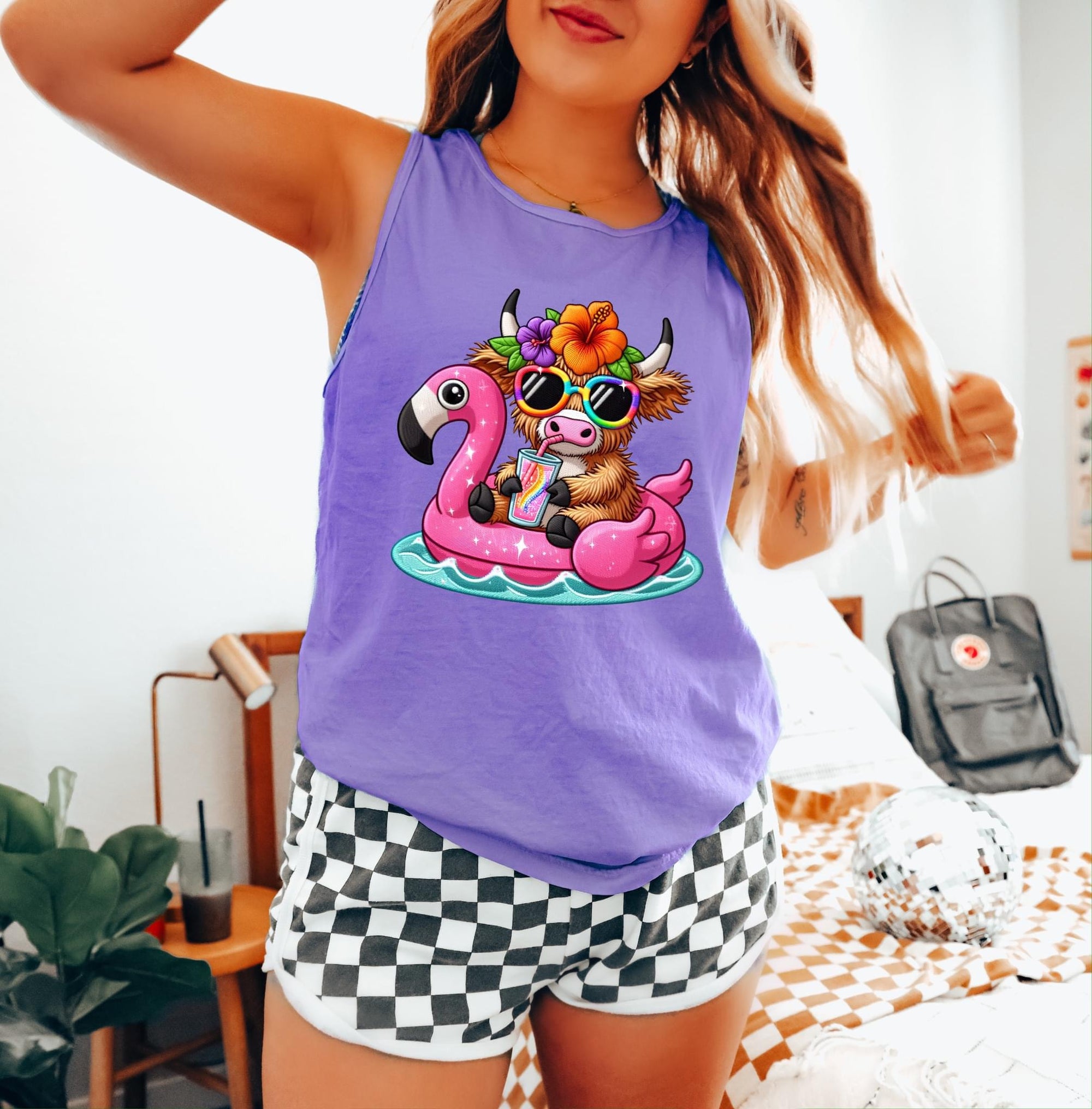 Summer Cow Violet Tank Top