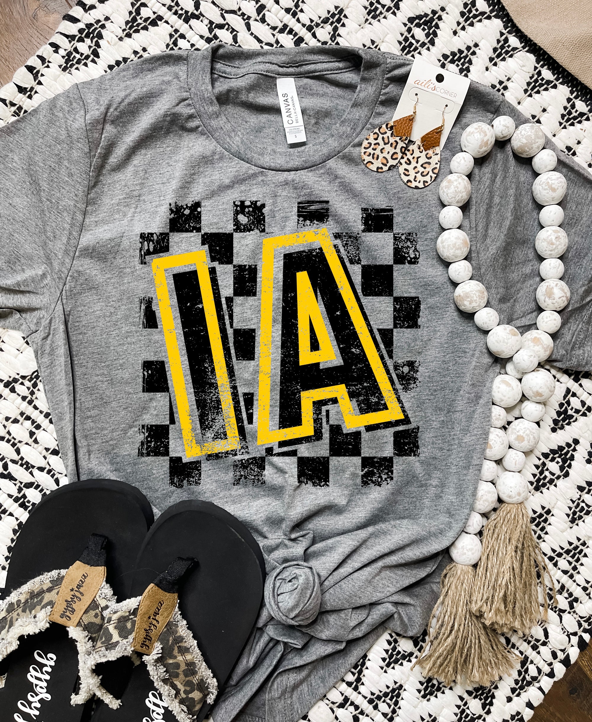 IA Checkered Charcoal Tee