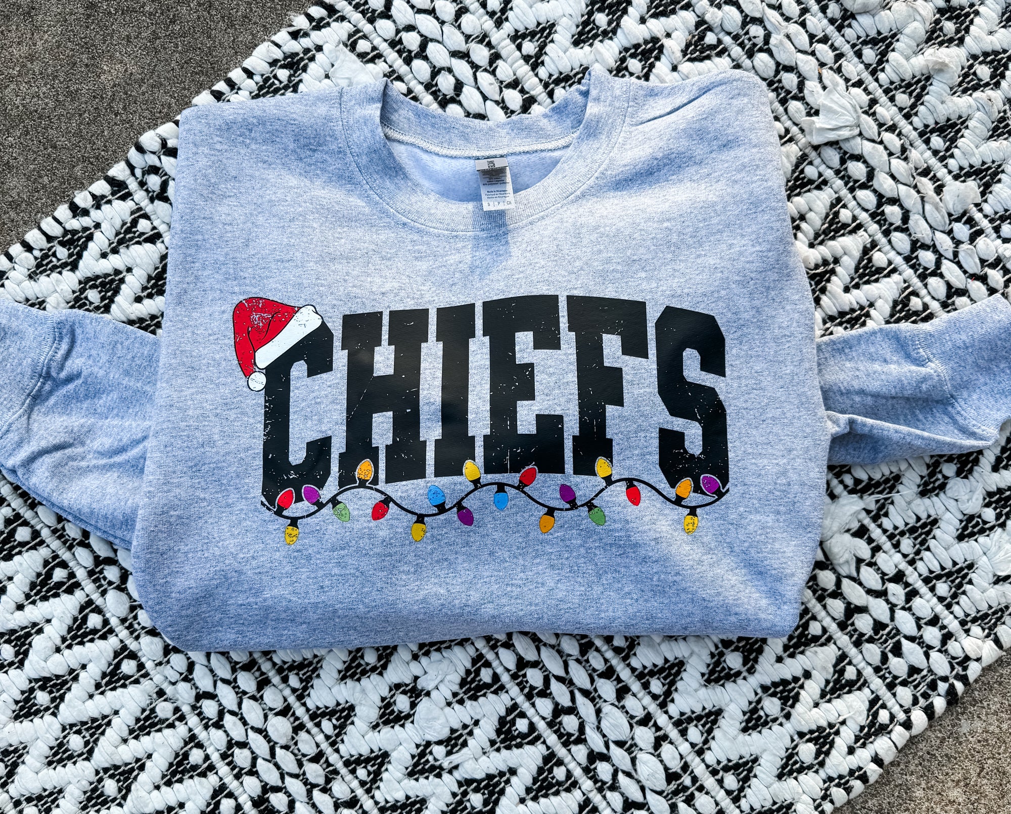 *C H I E F S* Christmas Lights Sports Grey Sweatshirt