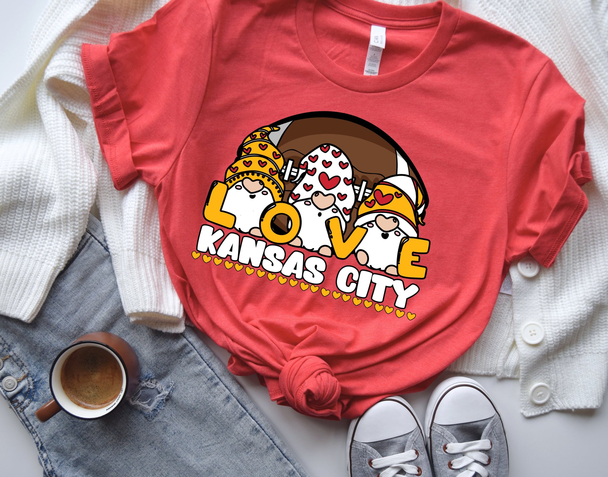 **HALFTIME DEAL** Love Triple Gnomes Kansas City Heather Red Tee