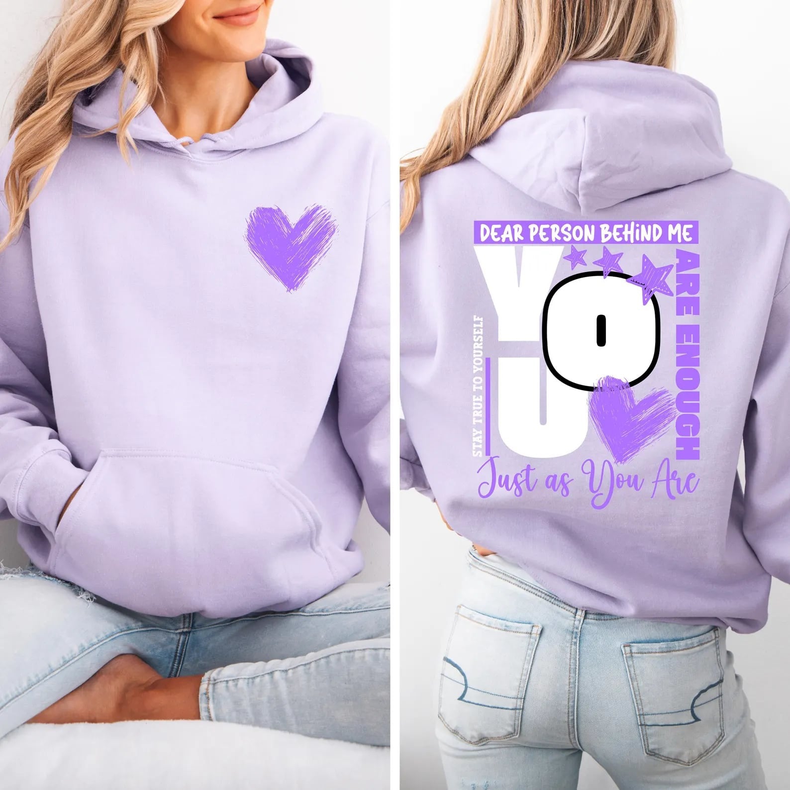 FRONT + BACK Purple Dear Person Behind Me Orchid Hoodie