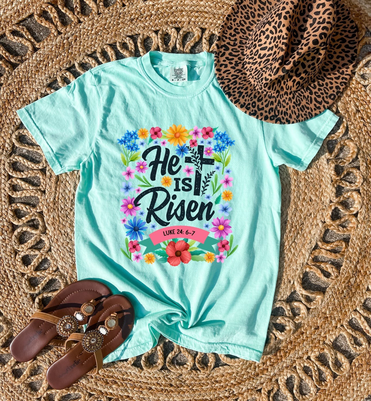 He Is Risen Mint Tee