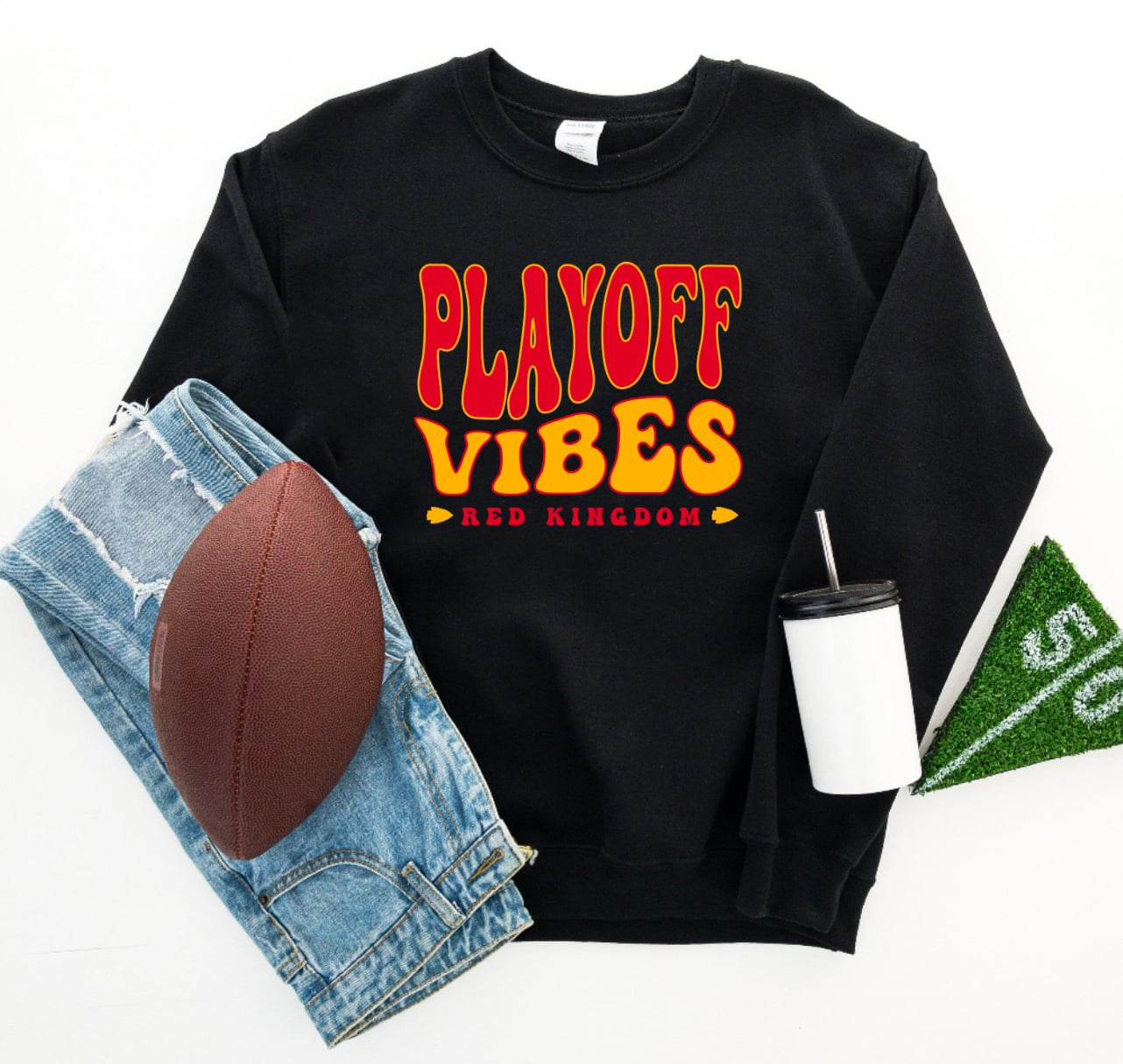 Red & Gold Playoff Vibes Red Kingdom Go Black Sweatshirt