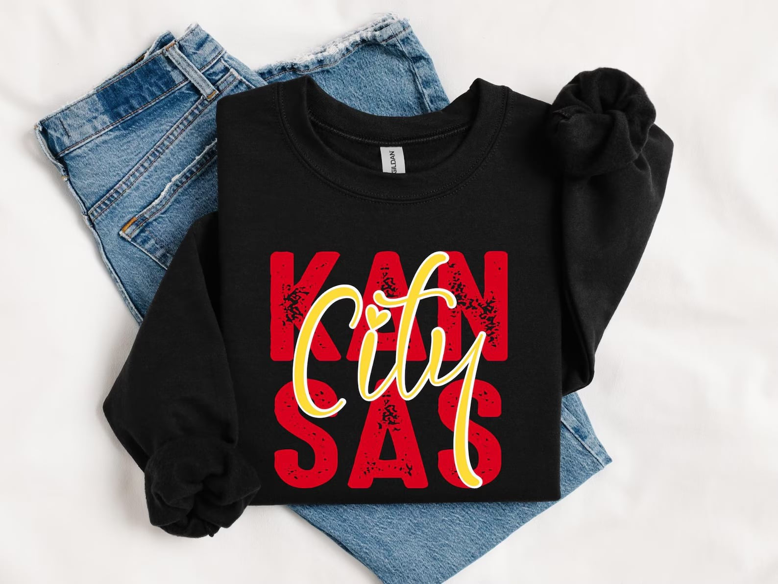 **HALFTIME DEAL** Red Kansas Gold City Script Black Sweatshirt