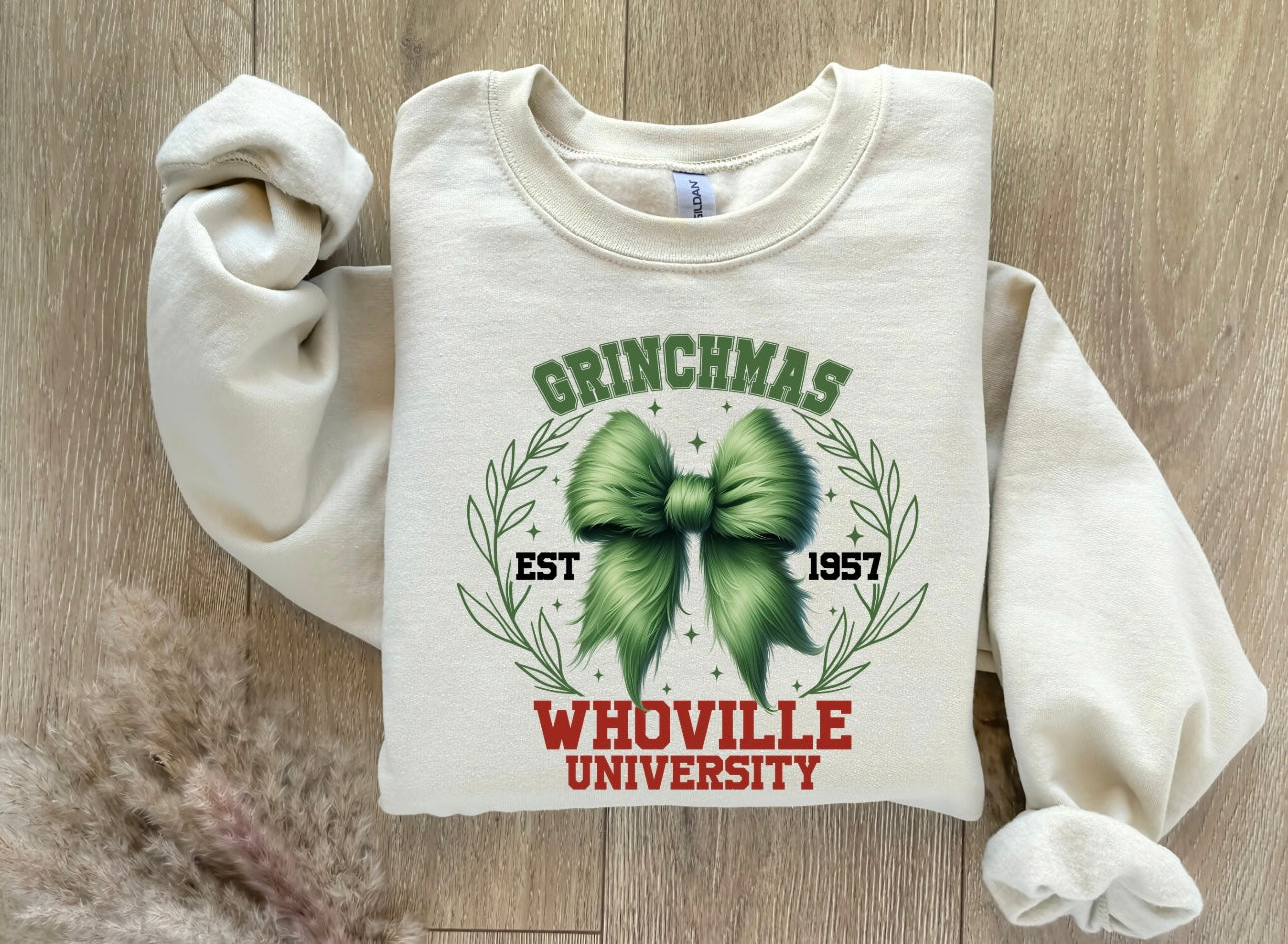 Green Bow Whoville University Sand Sweatshirt