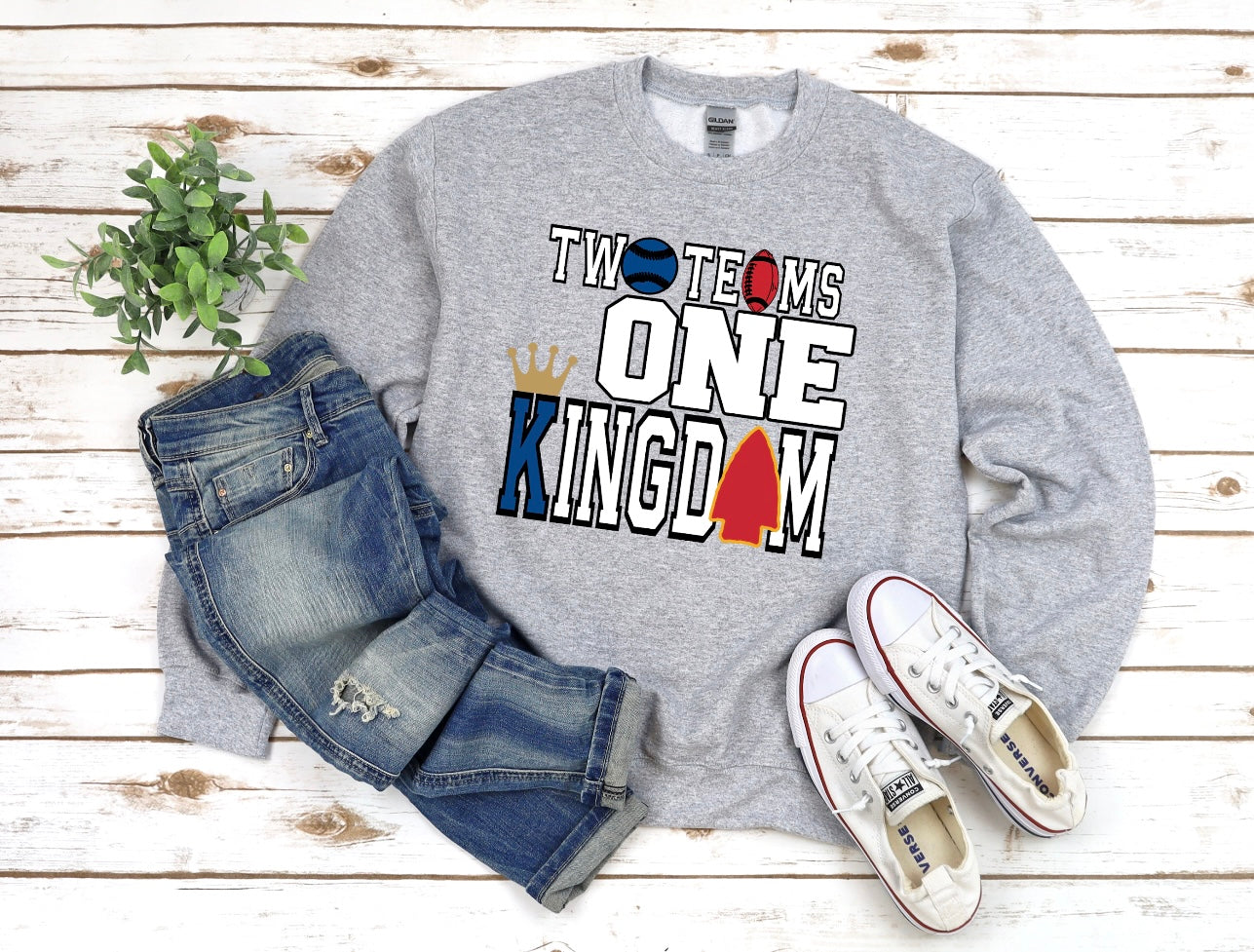 **PLAYOFF DEALS** Two Teams One Kingdom Sports Grey Sweatshirt