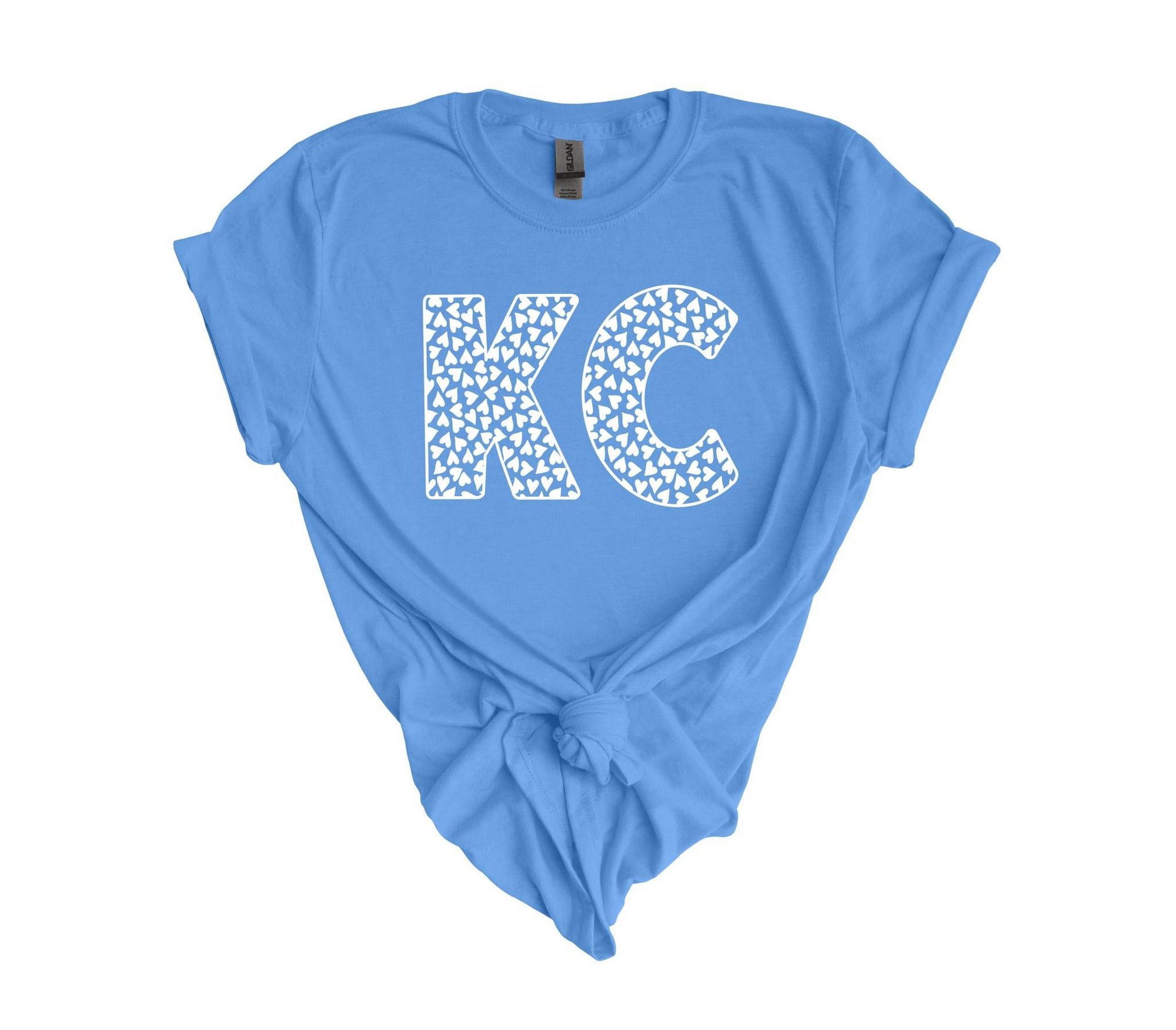 White KC Heart Carolina Blue Tee