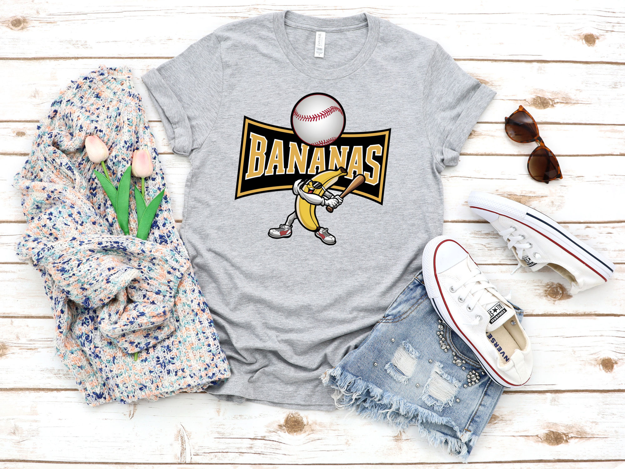 Bananas Square Sports Grey Tee