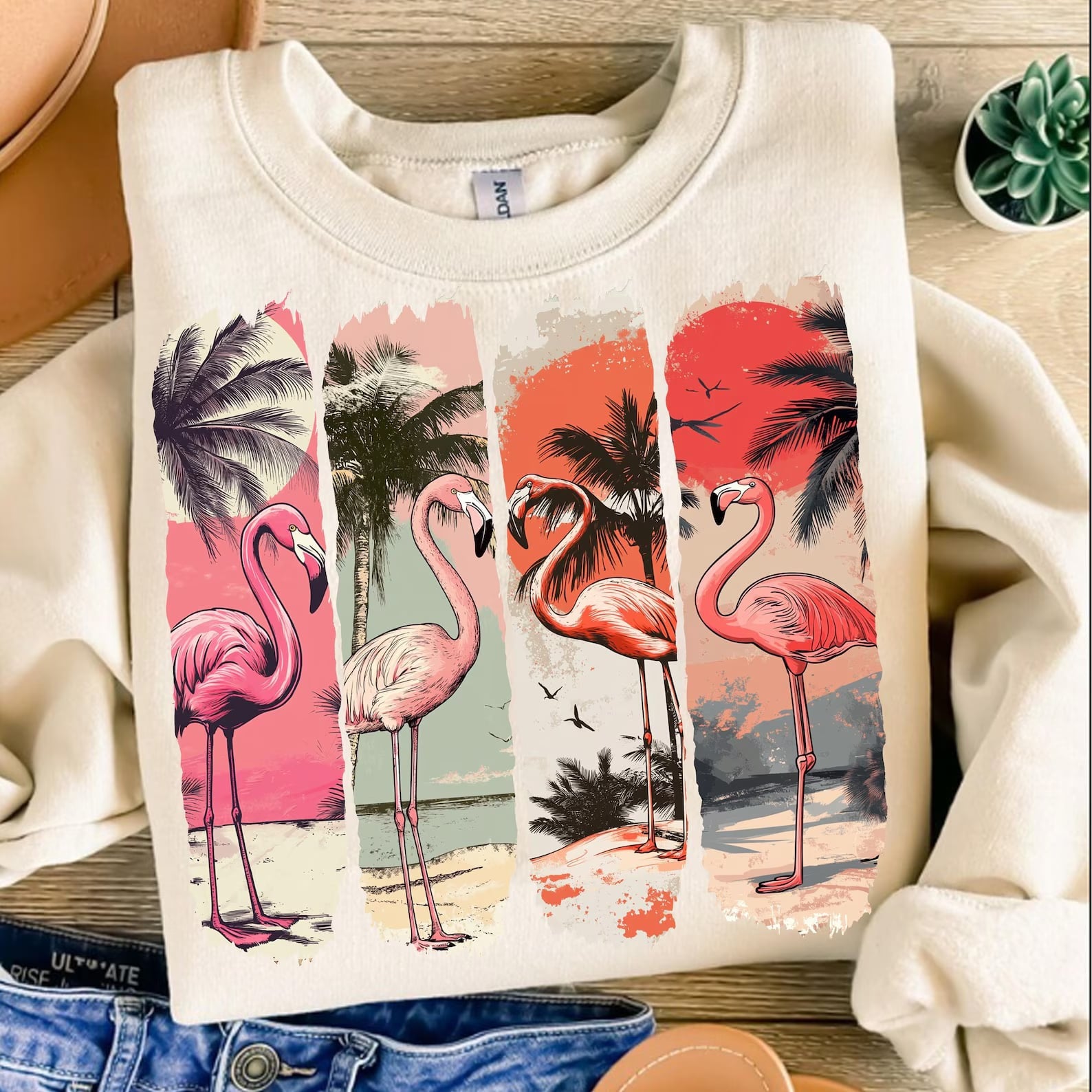 **DEAL OF THE DAY** Flamingo Collage Sand Sweatshirt