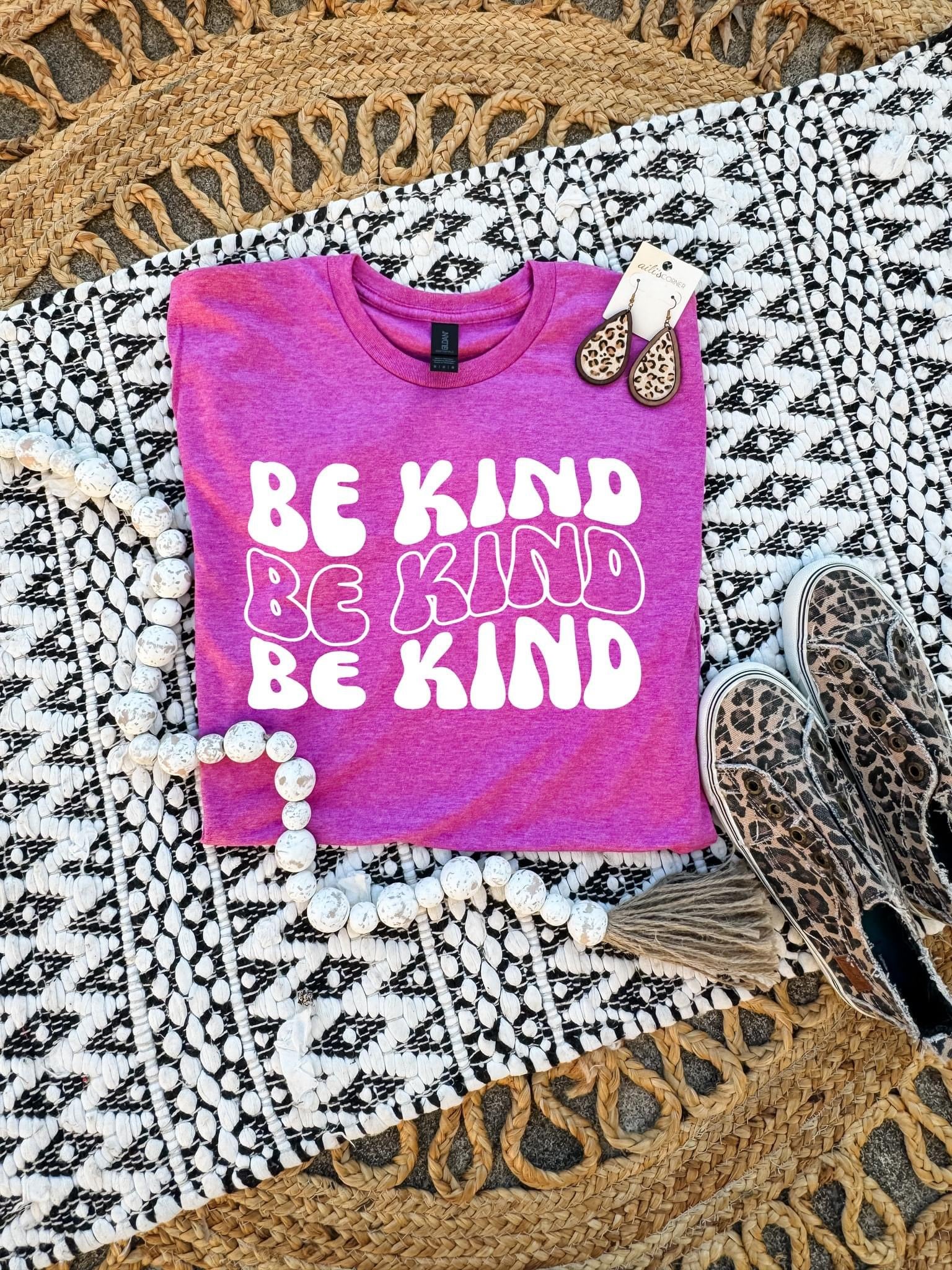 White Be Kind Repeat Heather Berry Tee