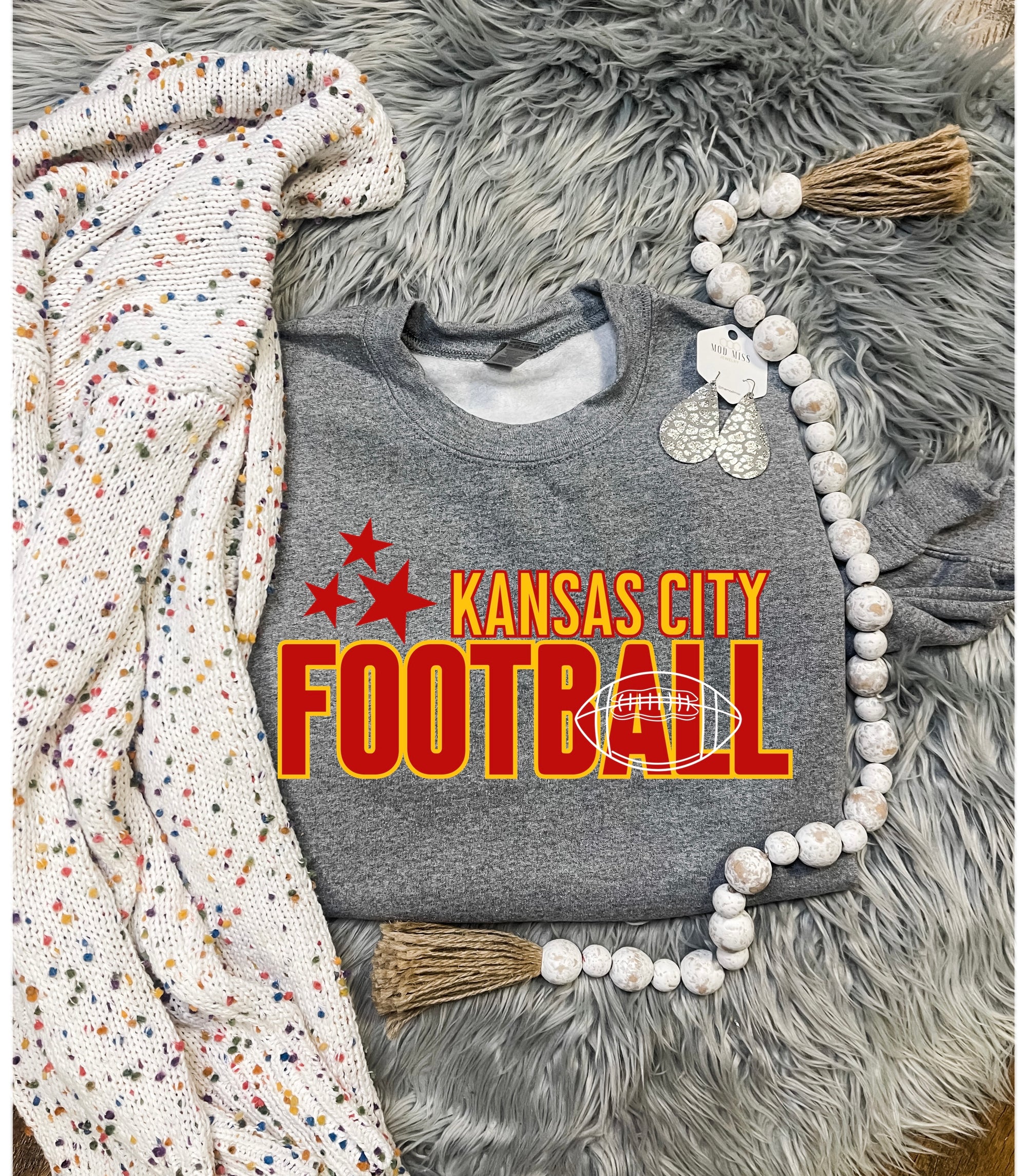 3 Red Star Kansas City Football Dark Grey Sweatshirt