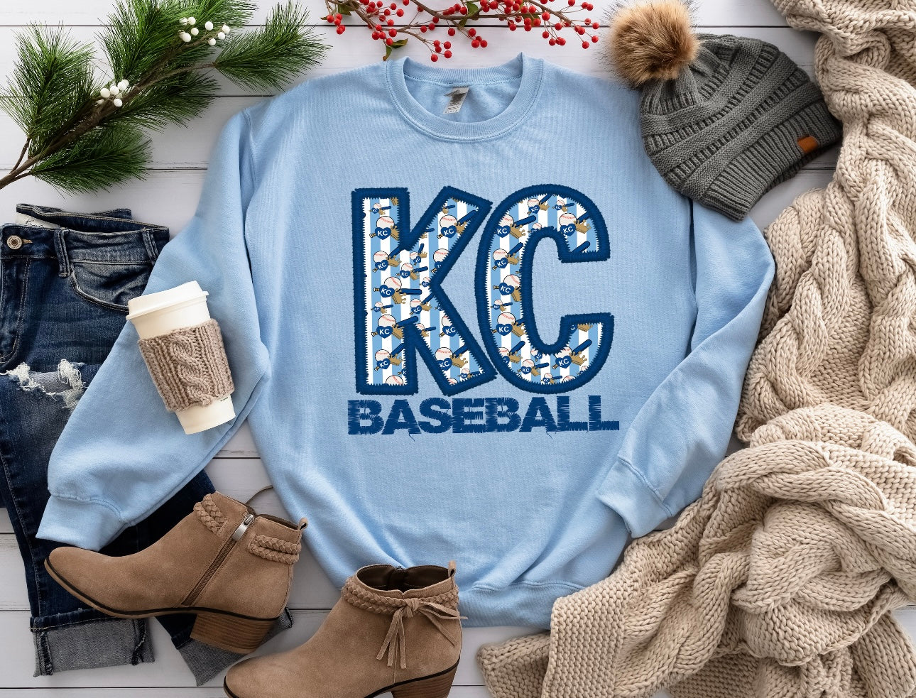 KC Baseball Bats Light Blue Sweatshirt