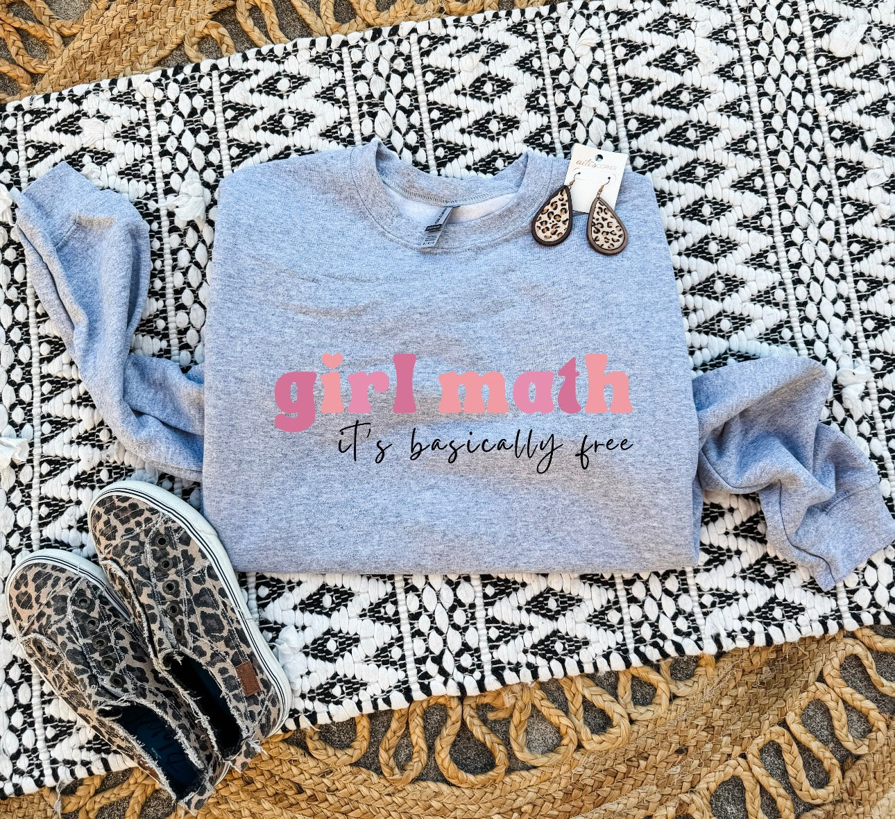 Girl Math It’s Basically Free Sports Grey Sweatshirt