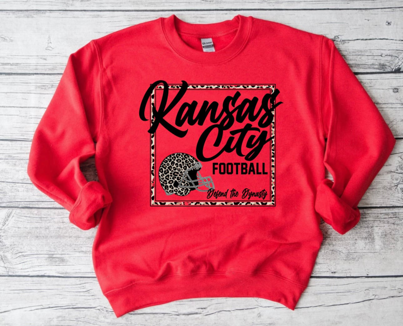 **HALFTIME DEAL** Leopard Square Kansas City Football Red Sweatshirt