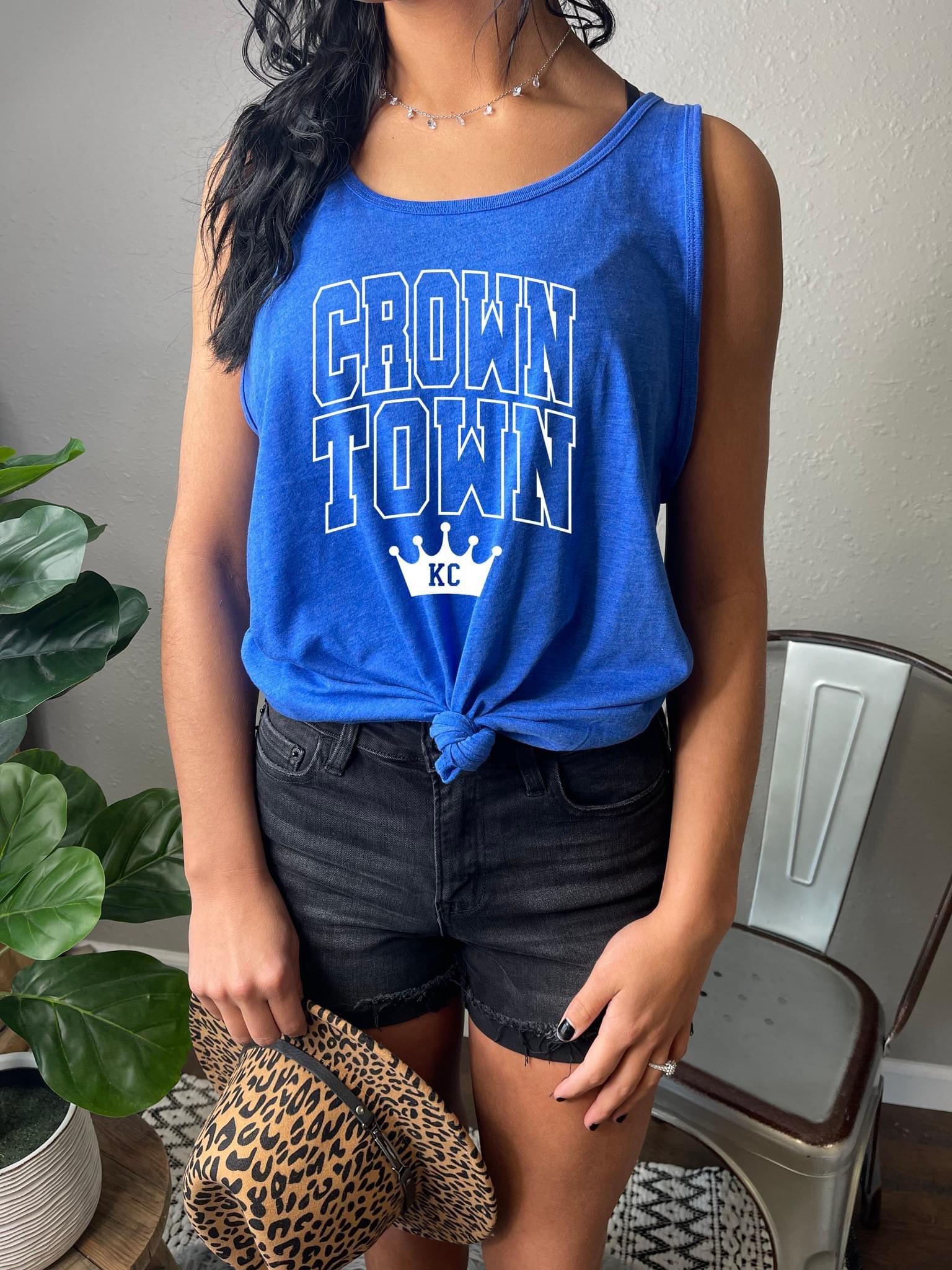 Crown Town Outline KC Heather Royal Tank Top