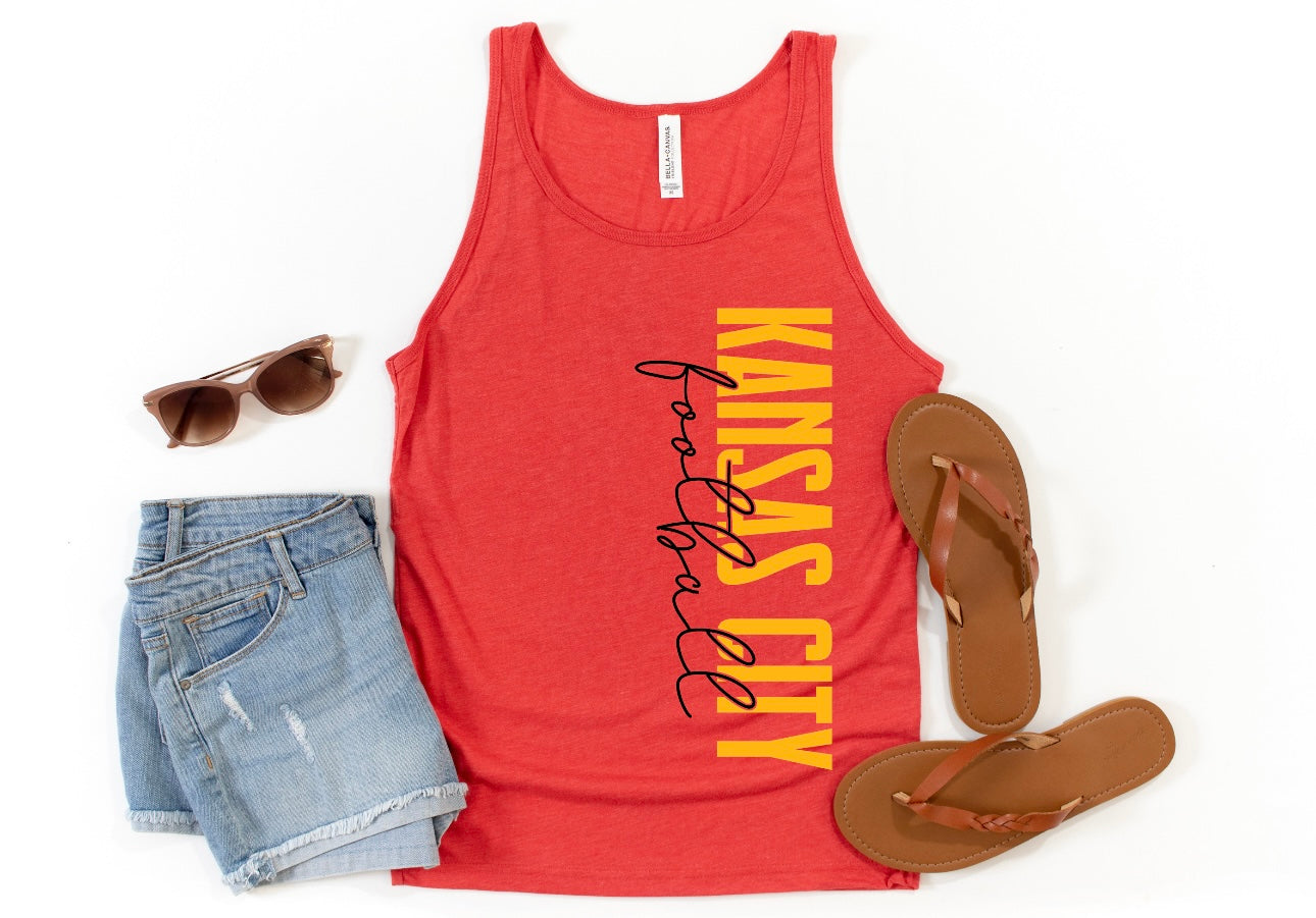 Vertical Kansas City Football Red Tank Top