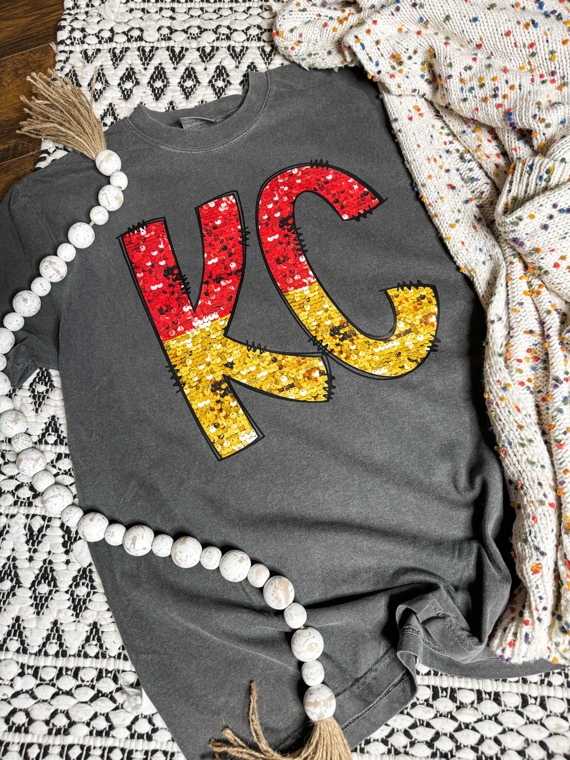 KC Split Red & Gold Pepper Tee