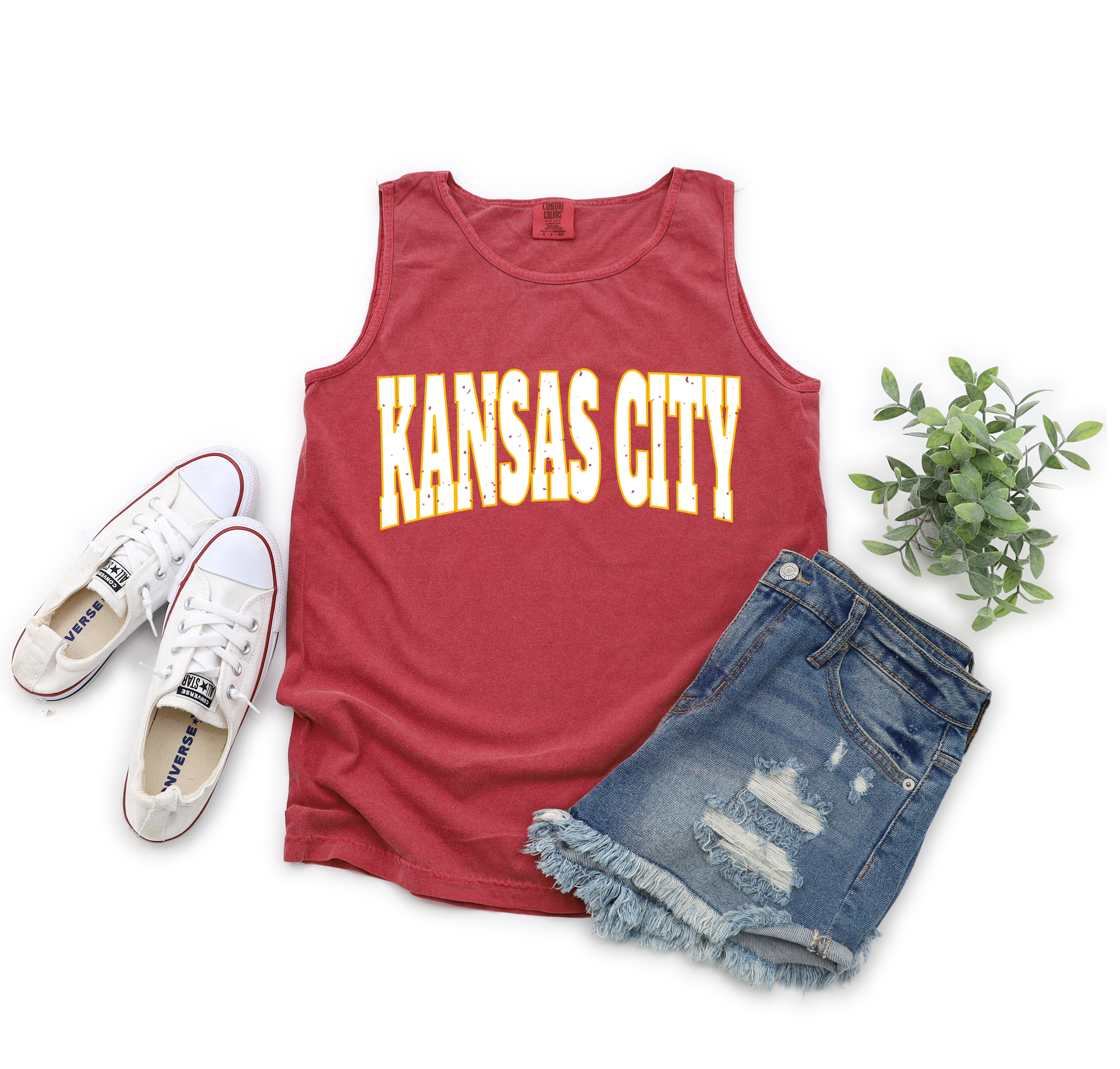 White Distressed Kansas City Crimson Tank Top