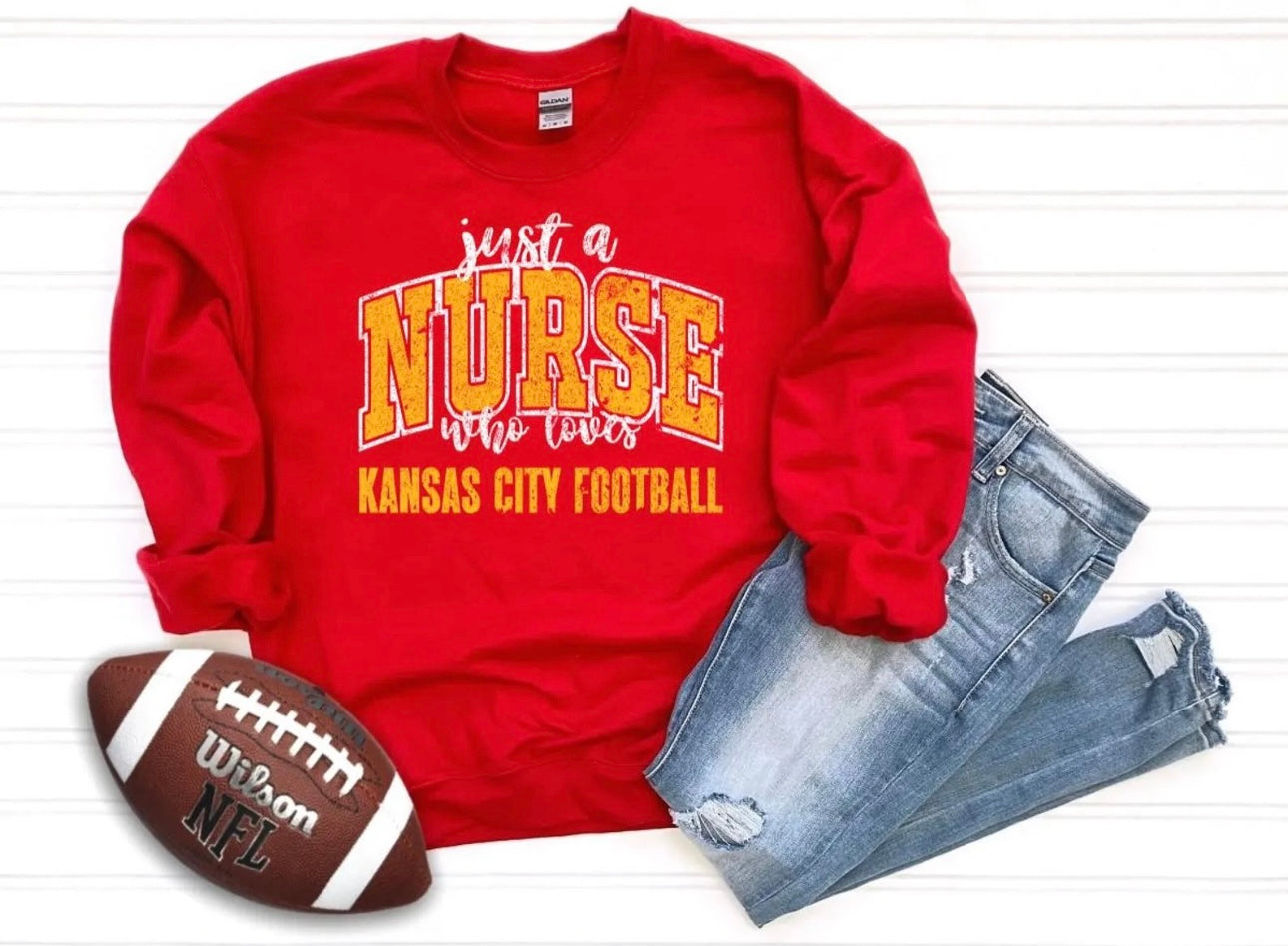 Script Nurse Who Loves Kansas City Football Red Sweatshirt