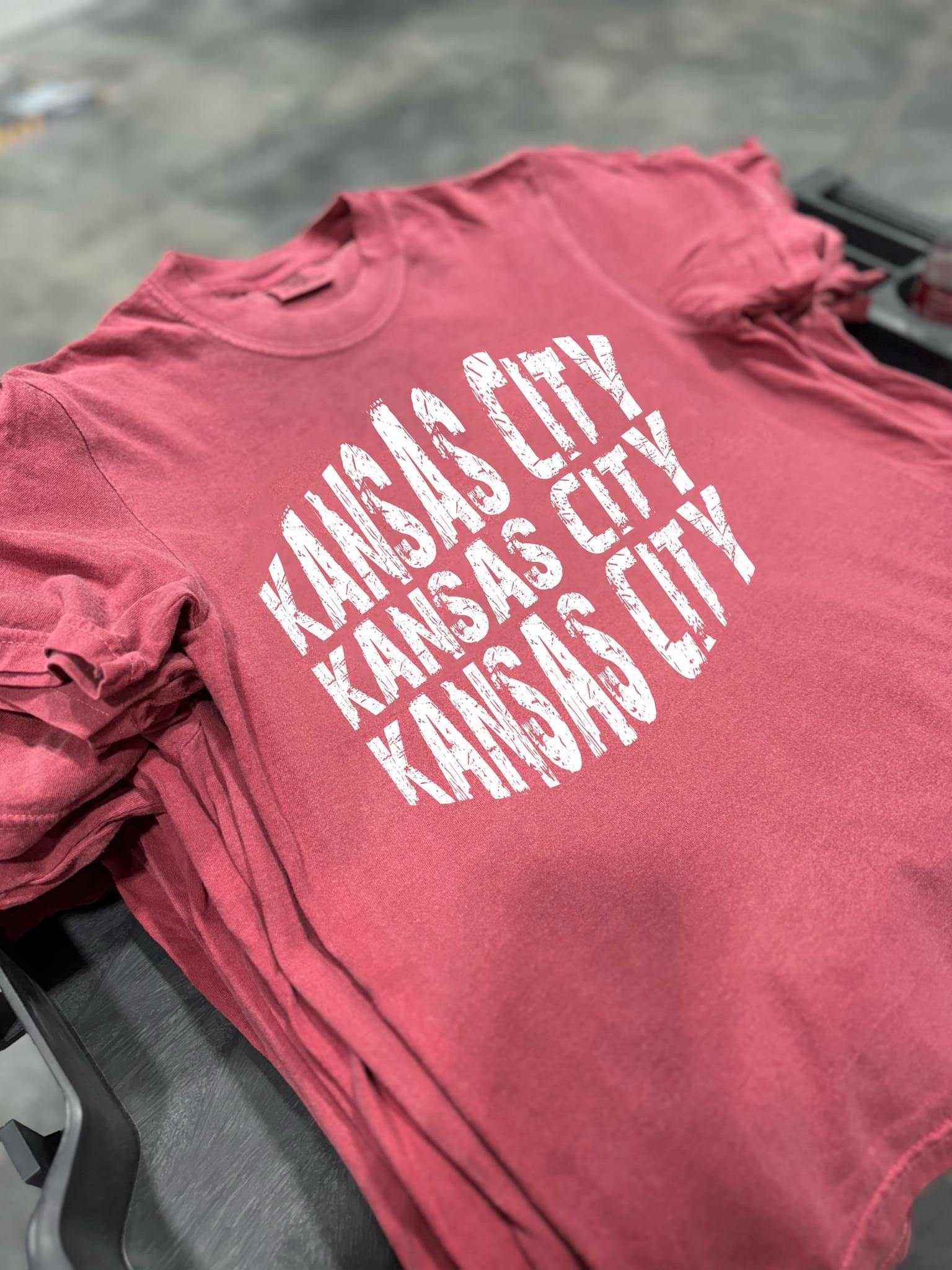 White Kansas City Curved Crimson Tee